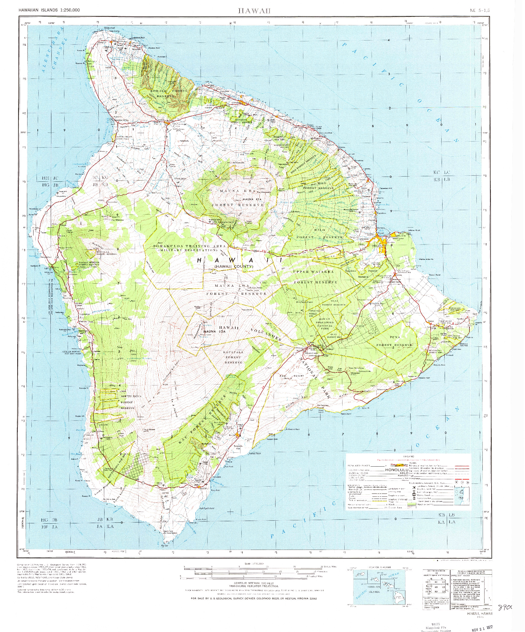 USGS 1:250000-SCALE QUADRANGLE FOR HAWAII, HI 1975