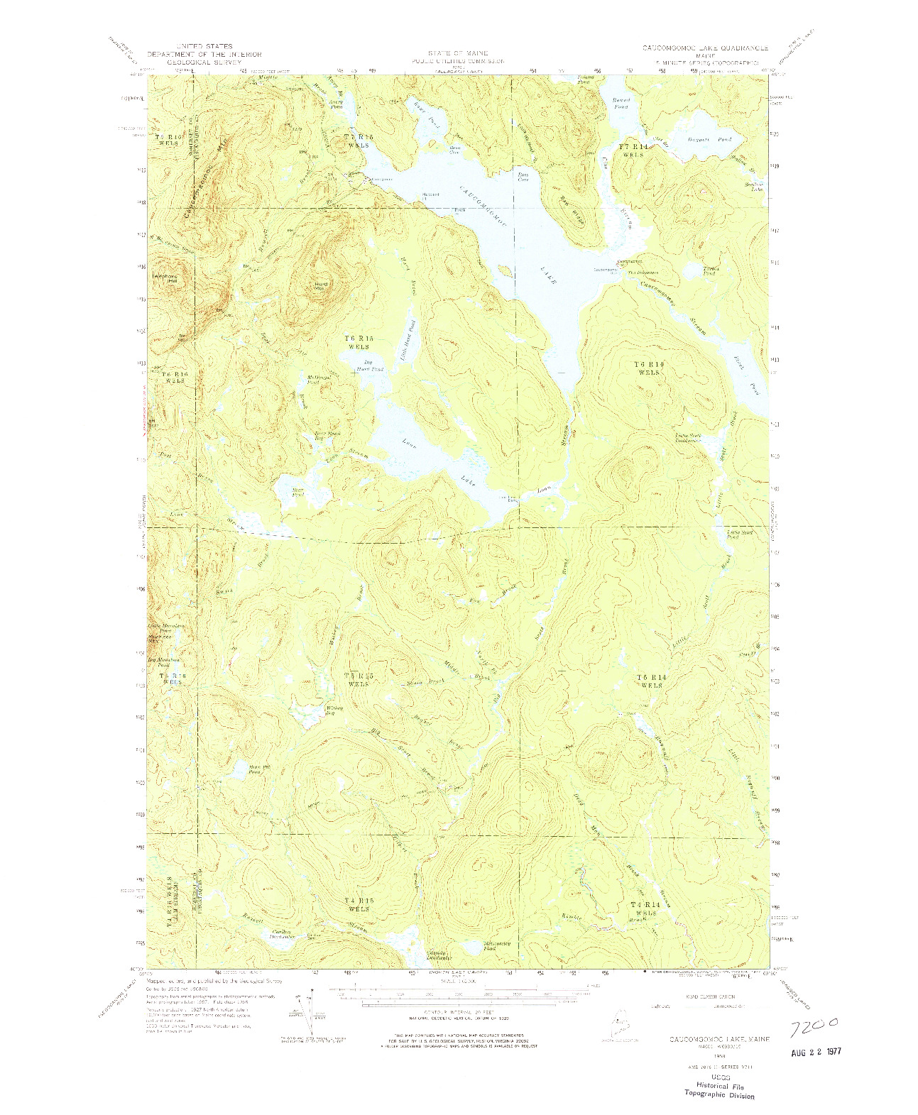 USGS 1:62500-SCALE QUADRANGLE FOR CAUCOMGOMOC LAKE, ME 1958