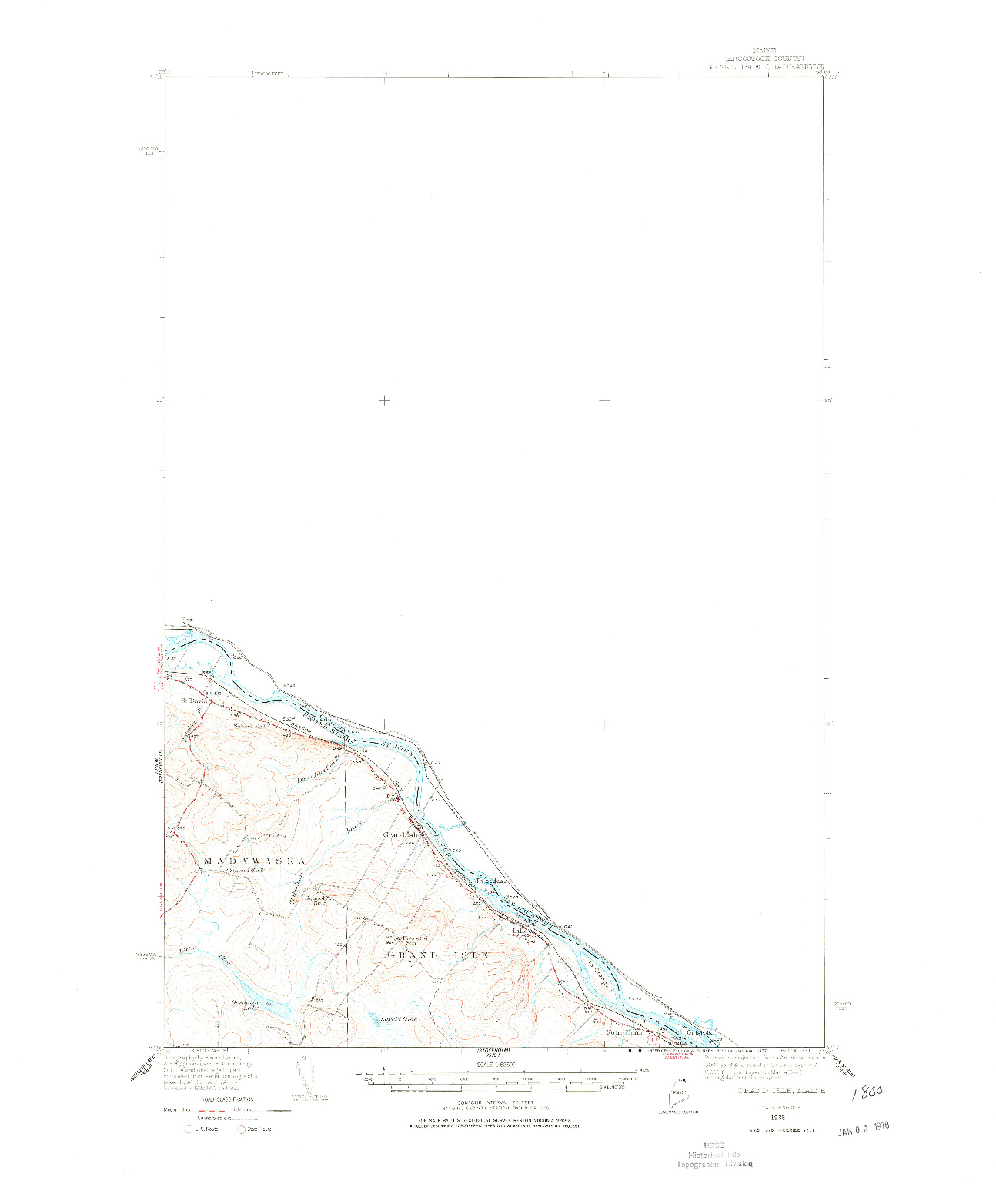 USGS 1:62500-SCALE QUADRANGLE FOR GRAND ISLE, ME 1938