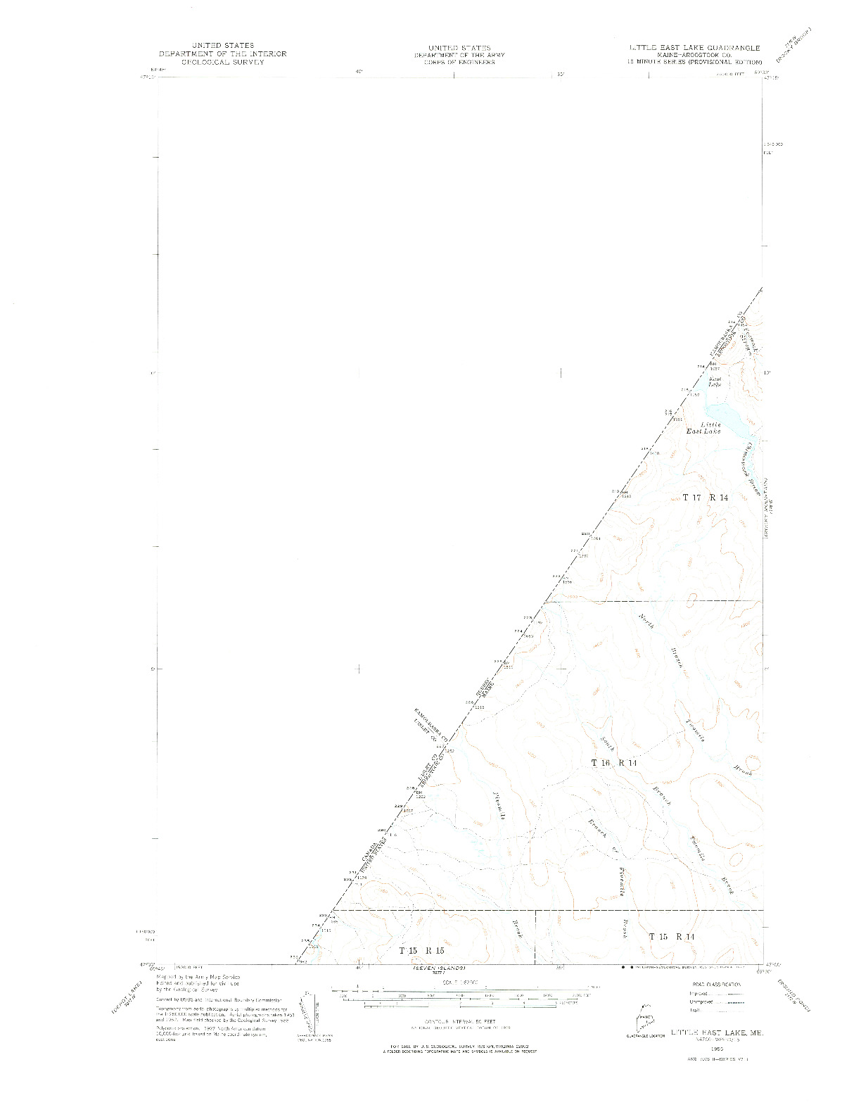 USGS 1:62500-SCALE QUADRANGLE FOR LITTLE EAST LAKE, ME 1955