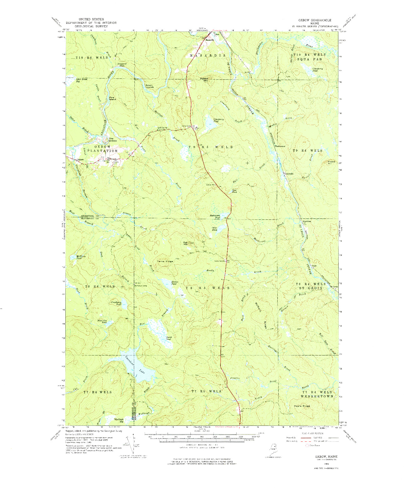 USGS 1:62500-SCALE QUADRANGLE FOR OXBOW, ME 1965