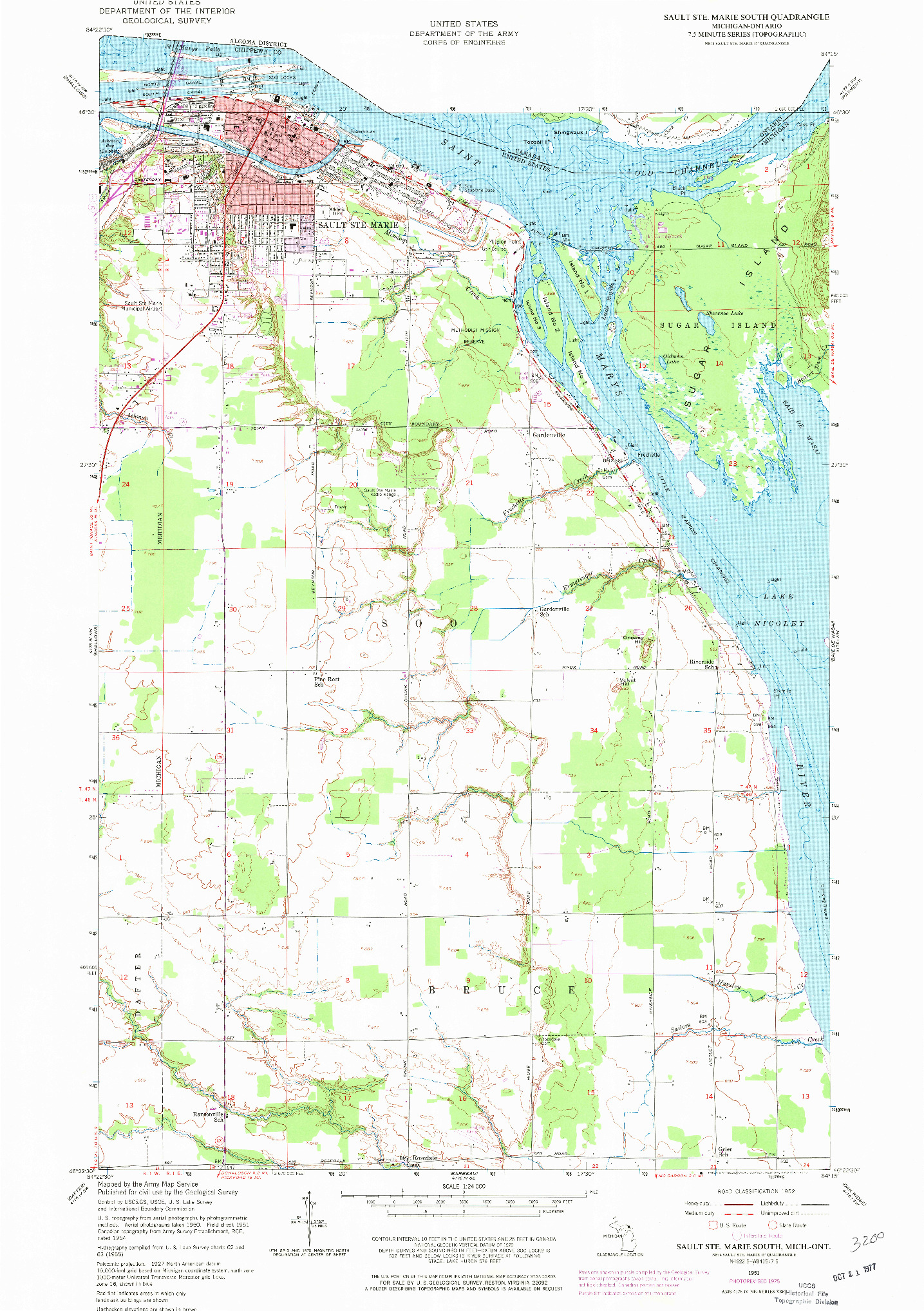 USGS 1:24000-SCALE QUADRANGLE FOR SAULT STE. MARIE SOUTH, MI 1951