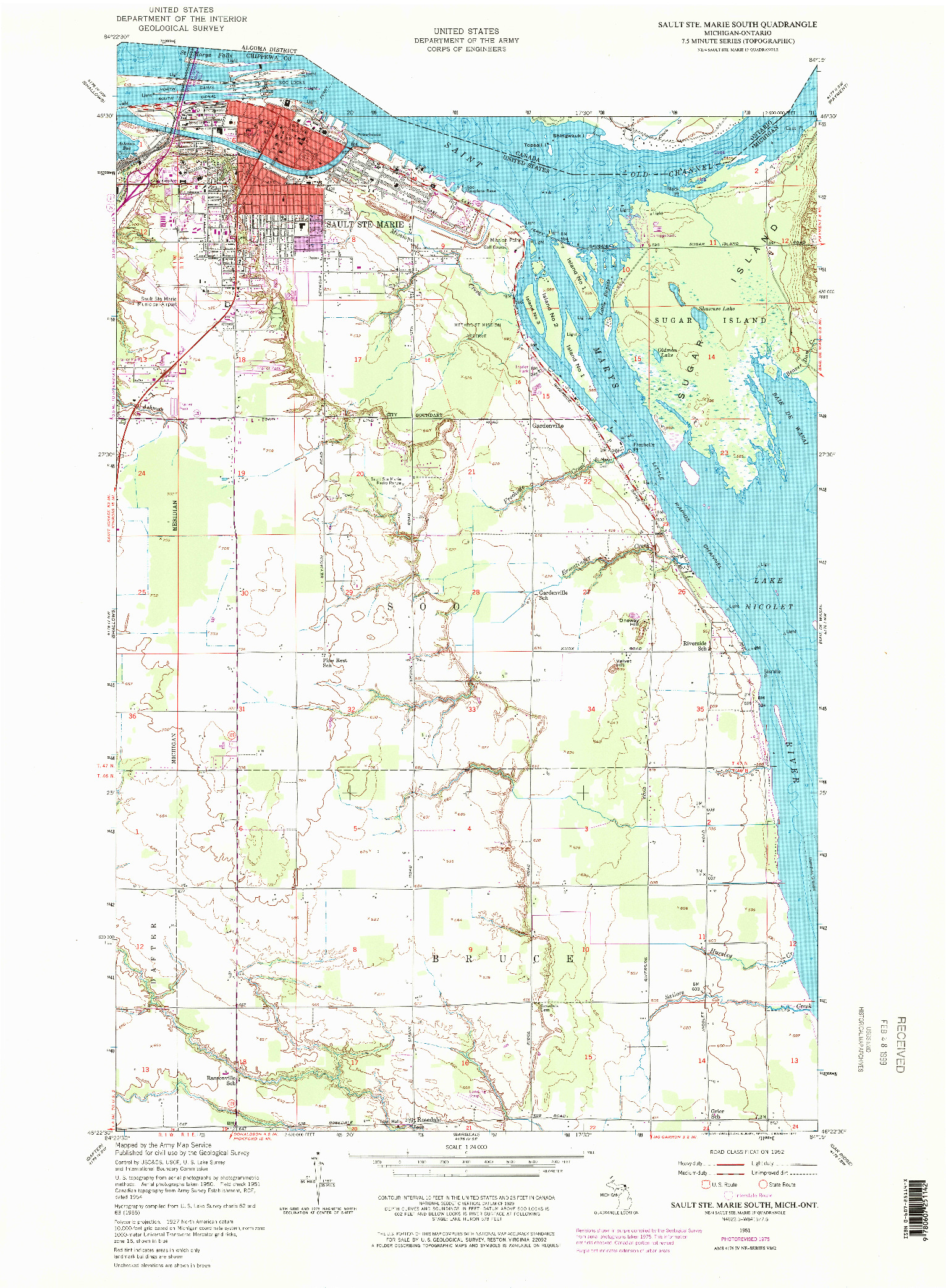 USGS 1:24000-SCALE QUADRANGLE FOR SAULT STE. MARIE SOUTH, MI 1951