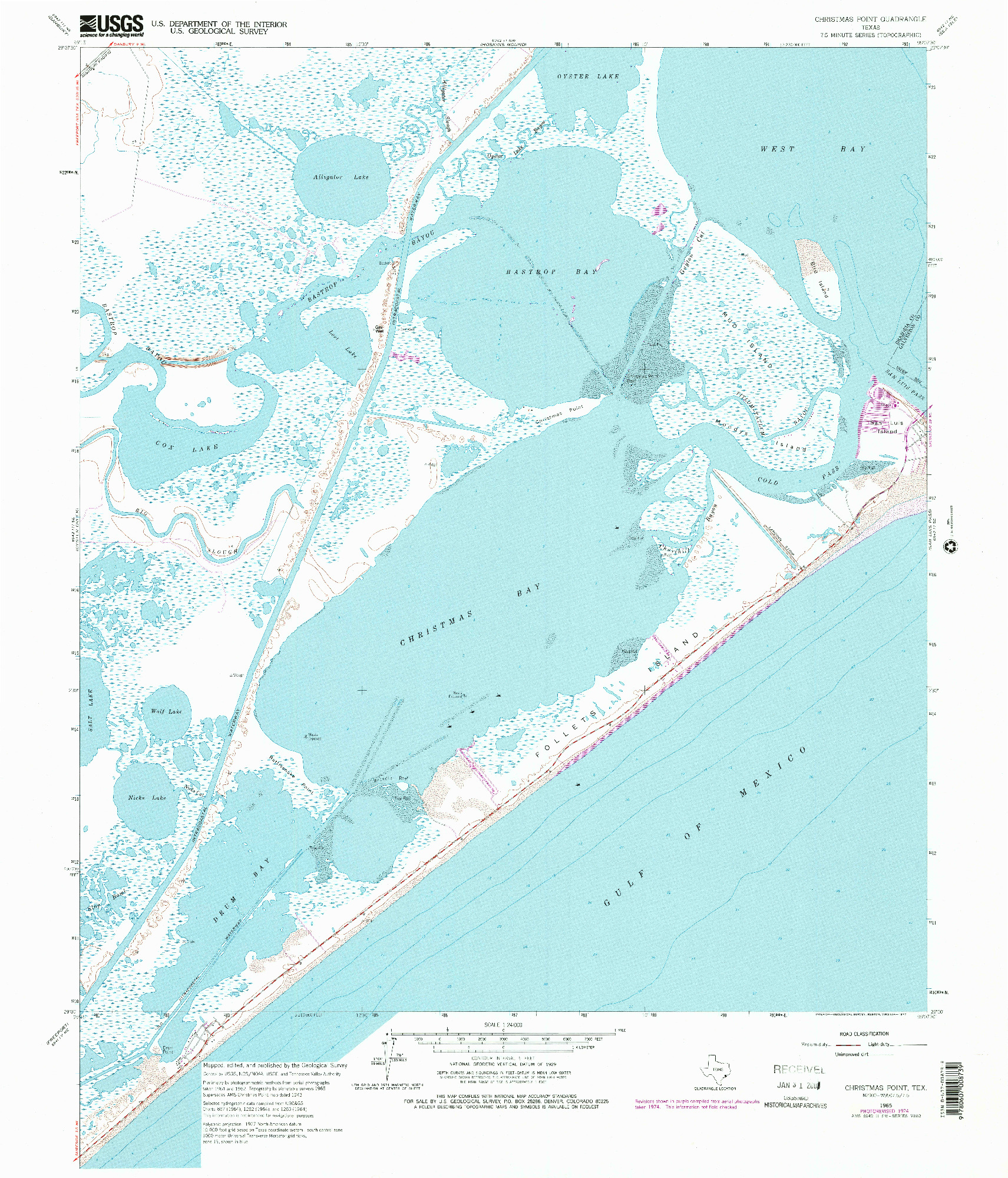 USGS 1:24000-SCALE QUADRANGLE FOR CHRISTMAS POINT, TX 1965