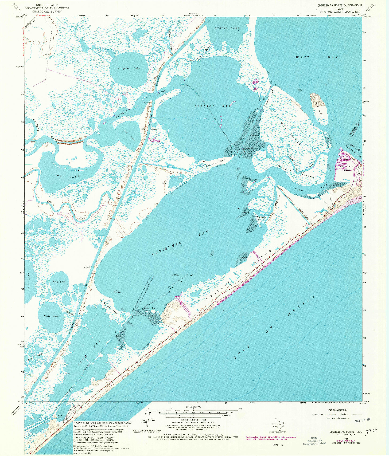 USGS 1:24000-SCALE QUADRANGLE FOR CHRISTMAS POINT, TX 1965