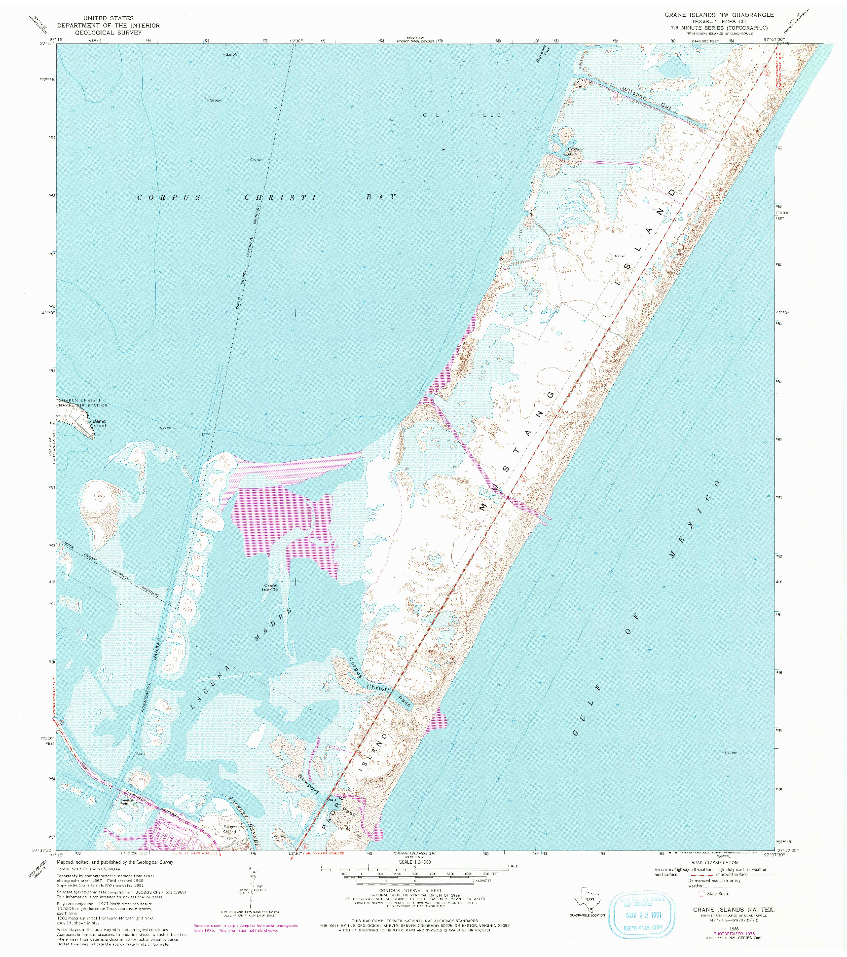 USGS 1:24000-SCALE QUADRANGLE FOR CRANE ISLANDS NW, TX 1968