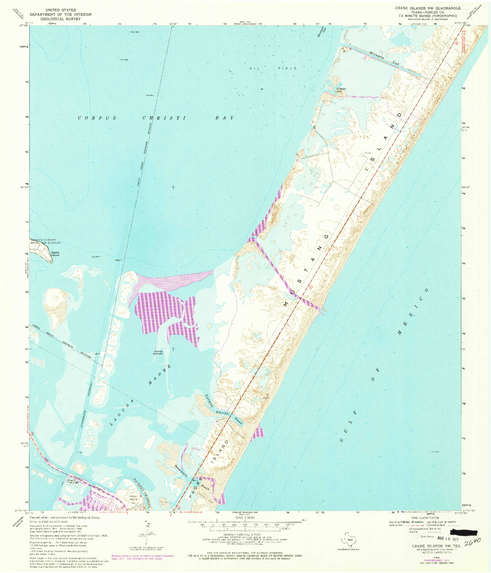 USGS 1:24000-SCALE QUADRANGLE FOR CRANE ISLANDS NW, TX 1968