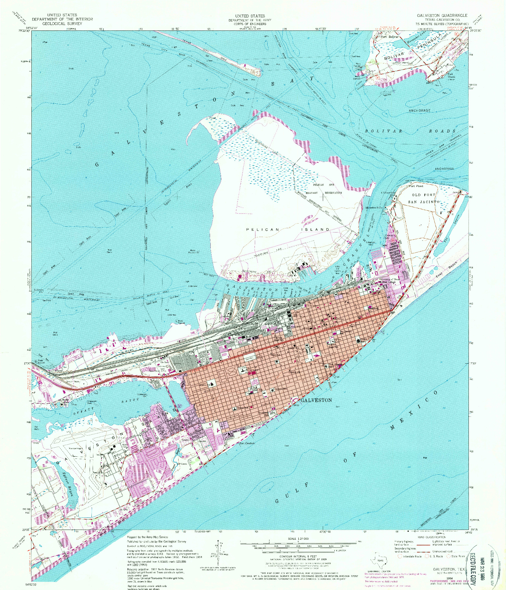 USGS 1:24000-SCALE QUADRANGLE FOR GALVESTON, TX 1954