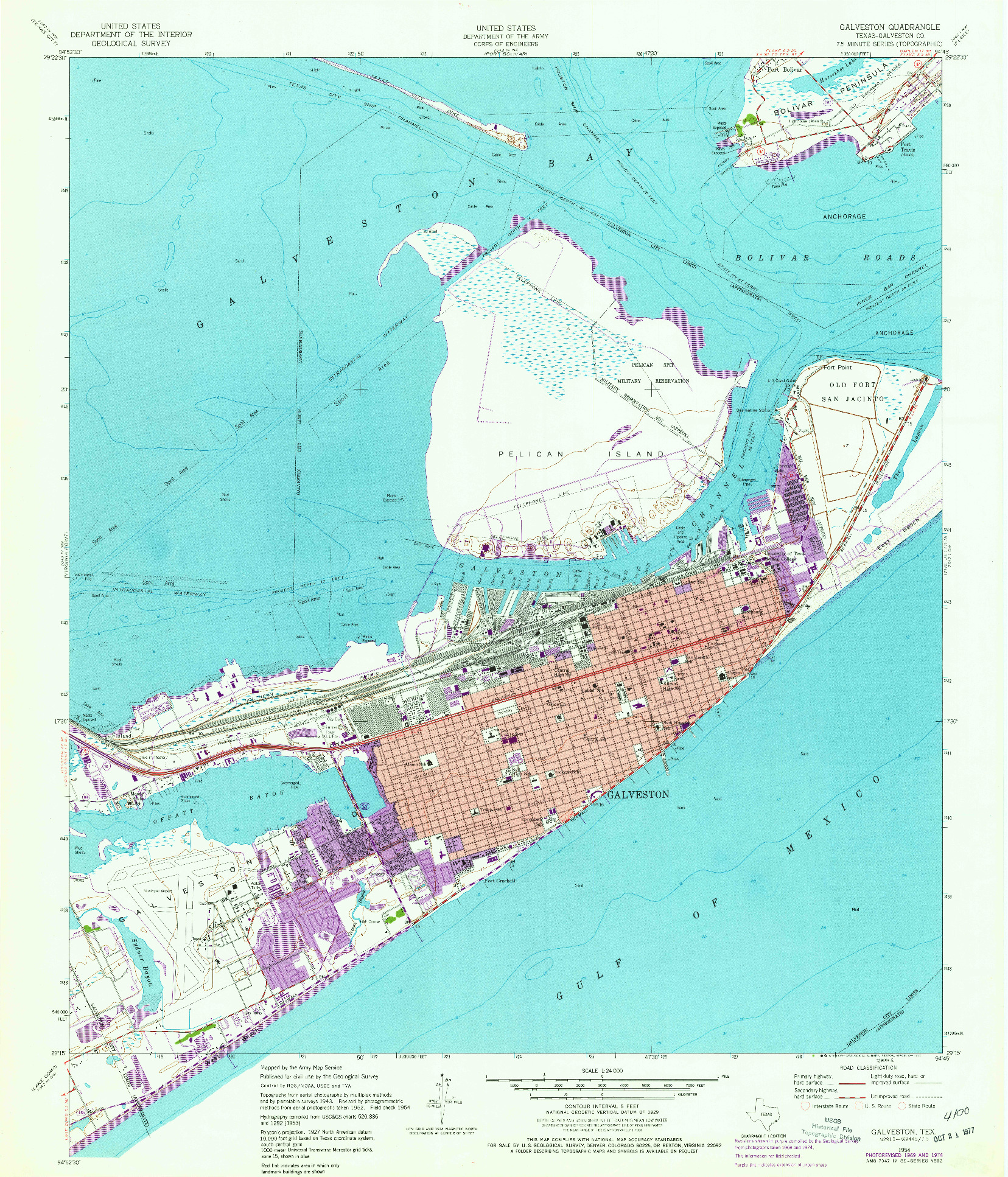 USGS 1:24000-SCALE QUADRANGLE FOR GALVESTON, TX 1954