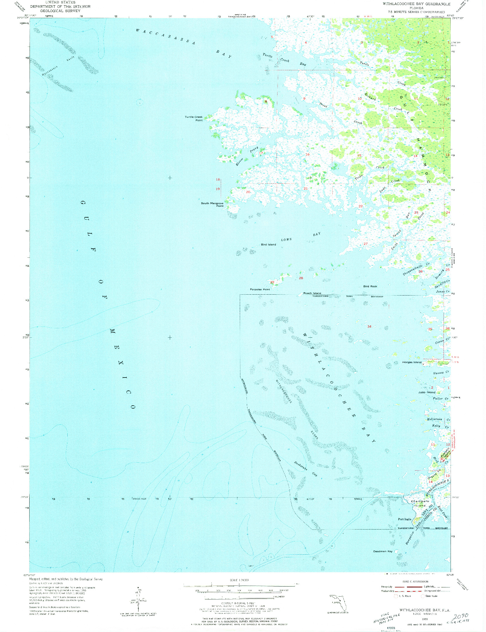USGS 1:24000-SCALE QUADRANGLE FOR WITHLACOOCHEE BAY, FL 1955