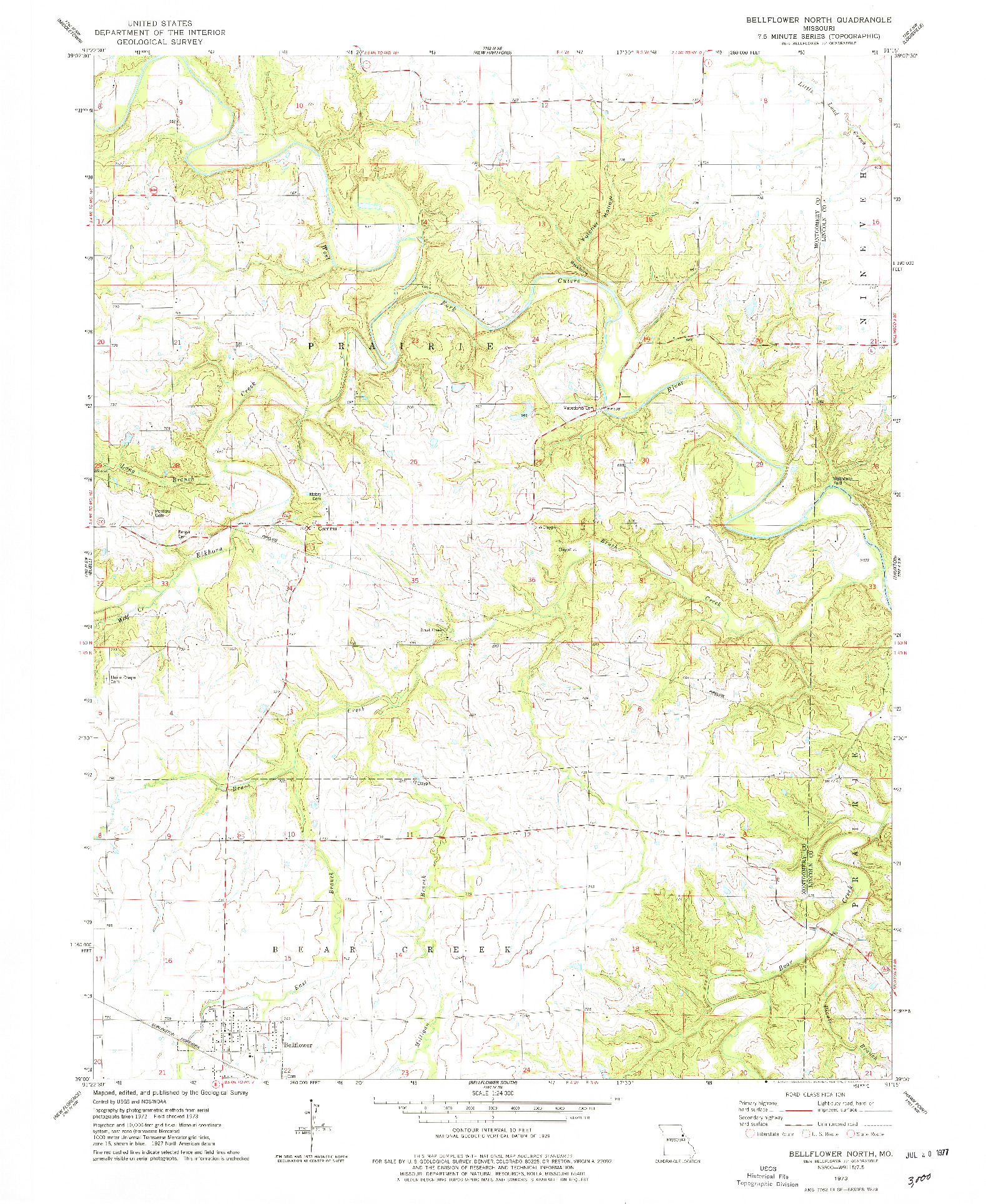 USGS 1:24000-SCALE QUADRANGLE FOR BELLFLOWER NORTH, MO 1973