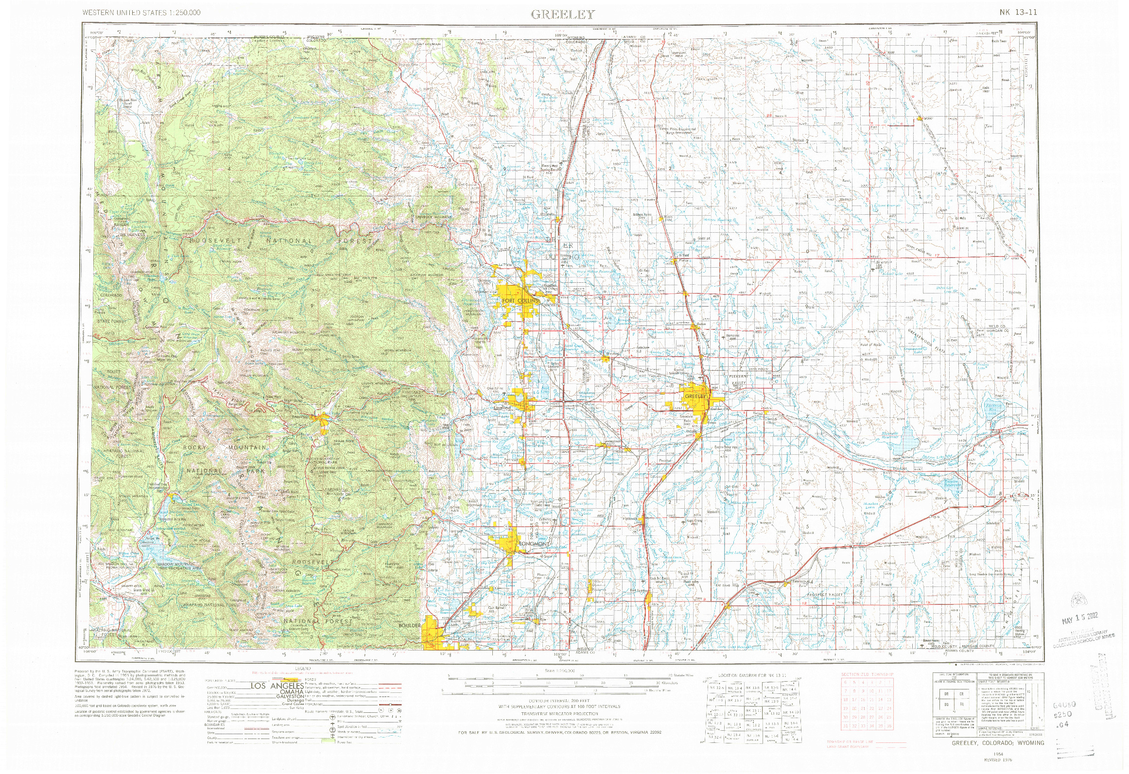 USGS 1:250000-SCALE QUADRANGLE FOR GREELEY, CO 1954