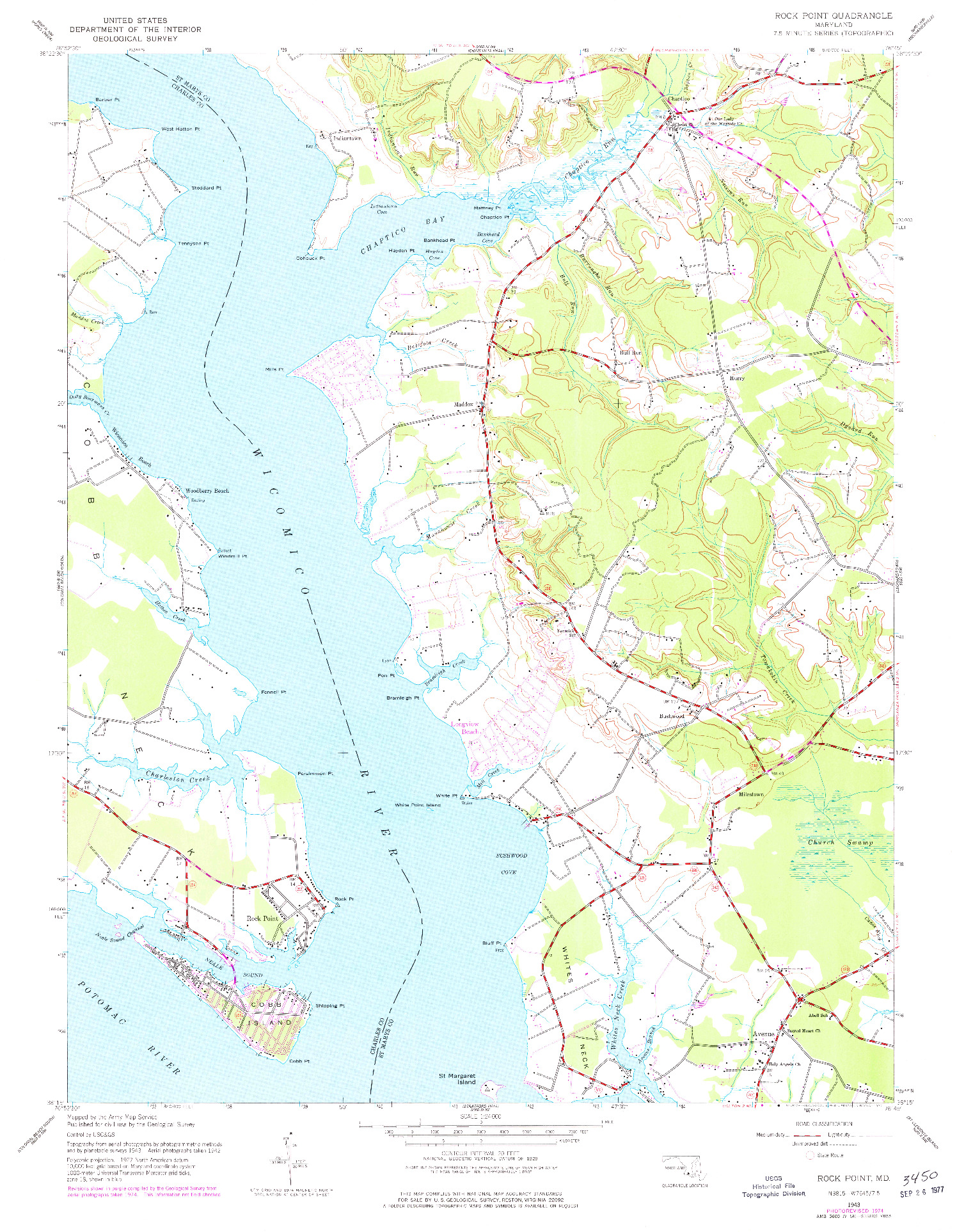 USGS 1:24000-SCALE QUADRANGLE FOR ROCK POINT, MD 1943