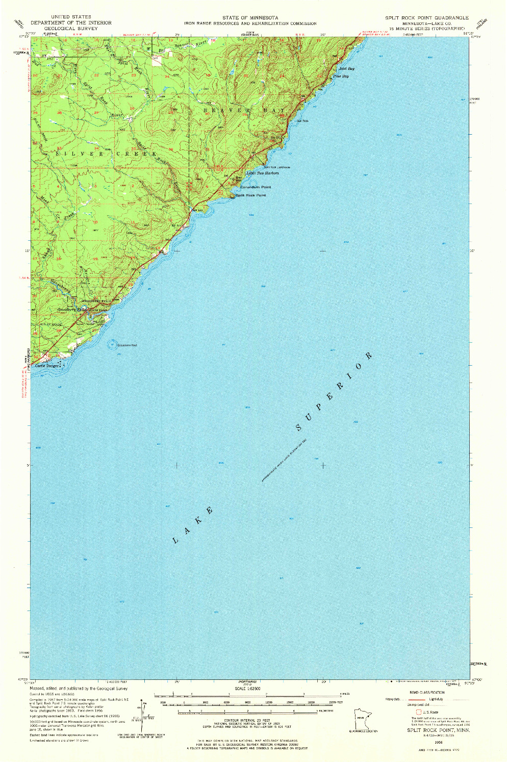 USGS 1:62500-SCALE QUADRANGLE FOR SPLIT ROCK POINT, MN 1956