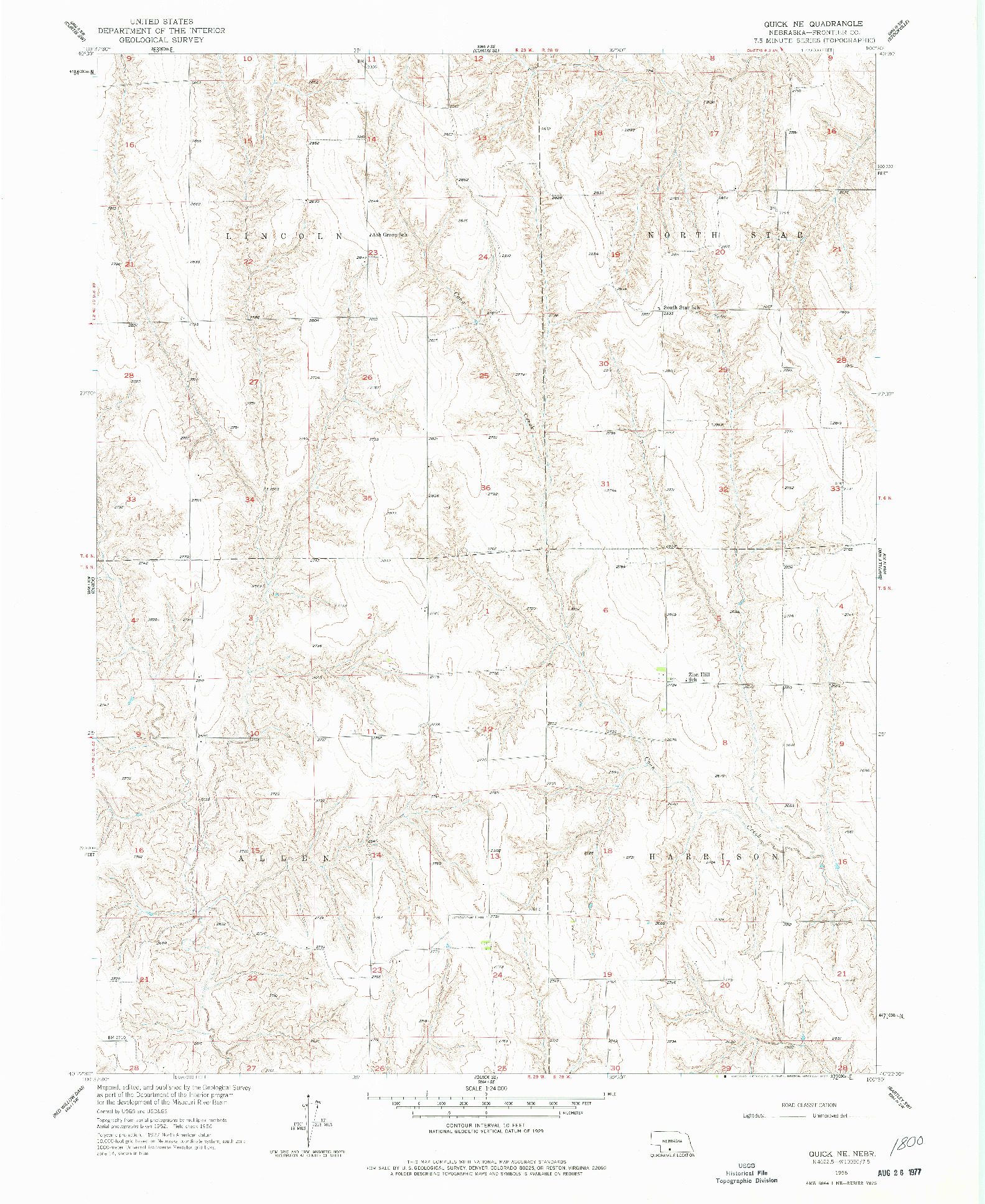 USGS 1:24000-SCALE QUADRANGLE FOR QUICK NE, NE 1956