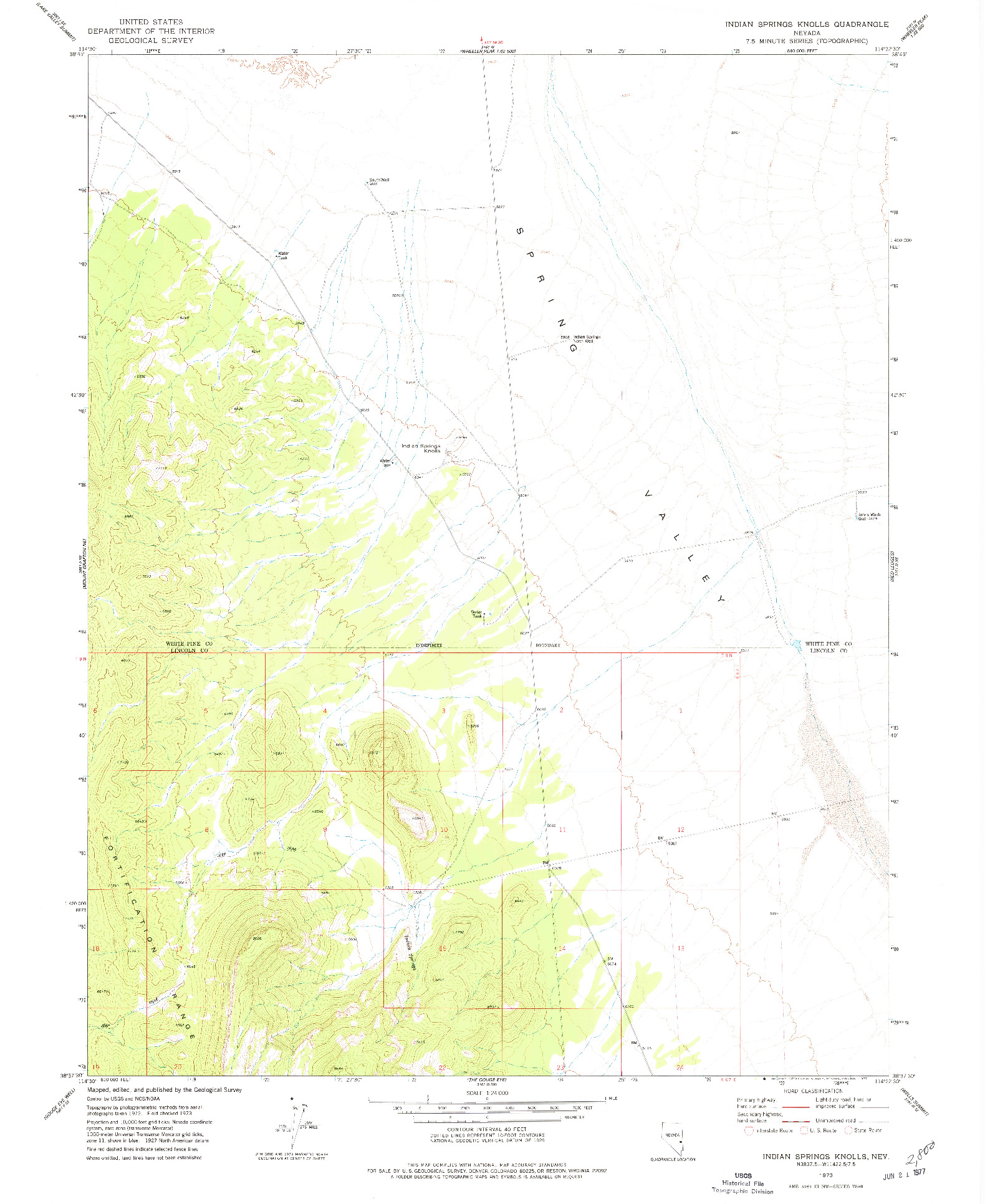 USGS 1:24000-SCALE QUADRANGLE FOR INDIAN SPRINGS KNOLLS, NV 1973