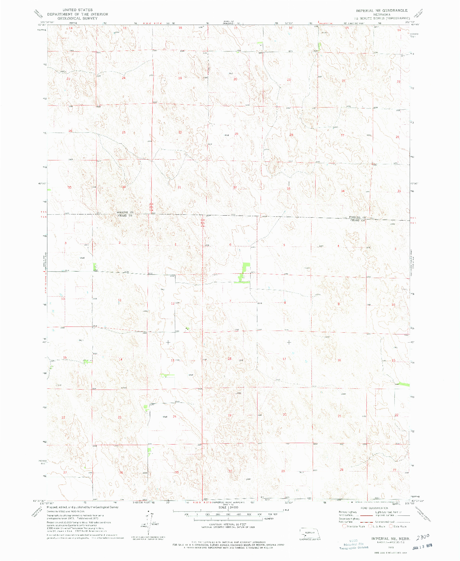 USGS 1:24000-SCALE QUADRANGLE FOR IMPERIAL NE, NE 1973