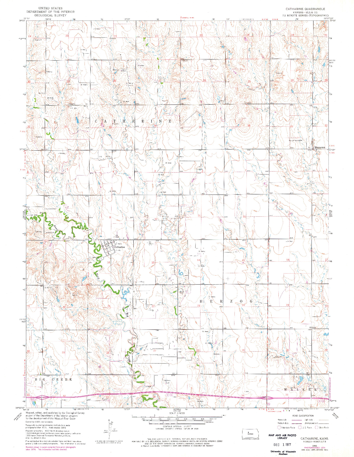 USGS 1:24000-SCALE QUADRANGLE FOR CATHARINE, KS 1961