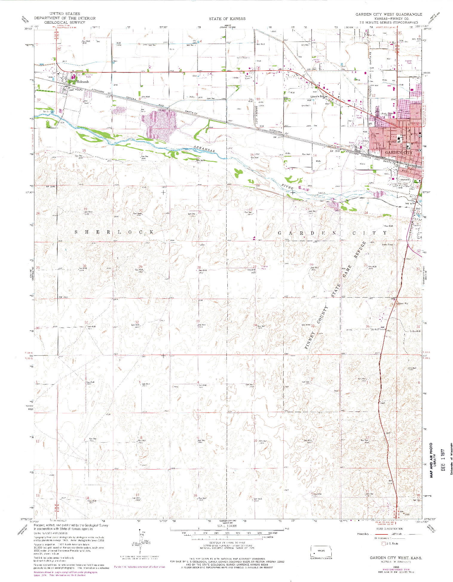 USGS 1:24000-SCALE QUADRANGLE FOR GARDEN CITY WEST, KS 1960