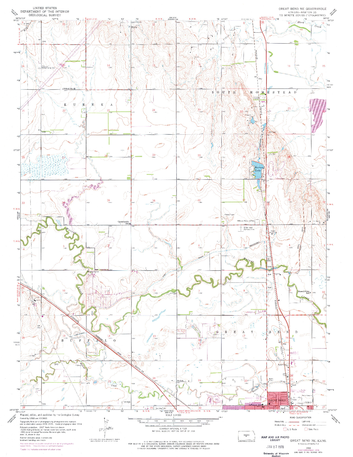 USGS 1:24000-SCALE QUADRANGLE FOR GREAT BEND NE, KS 1959