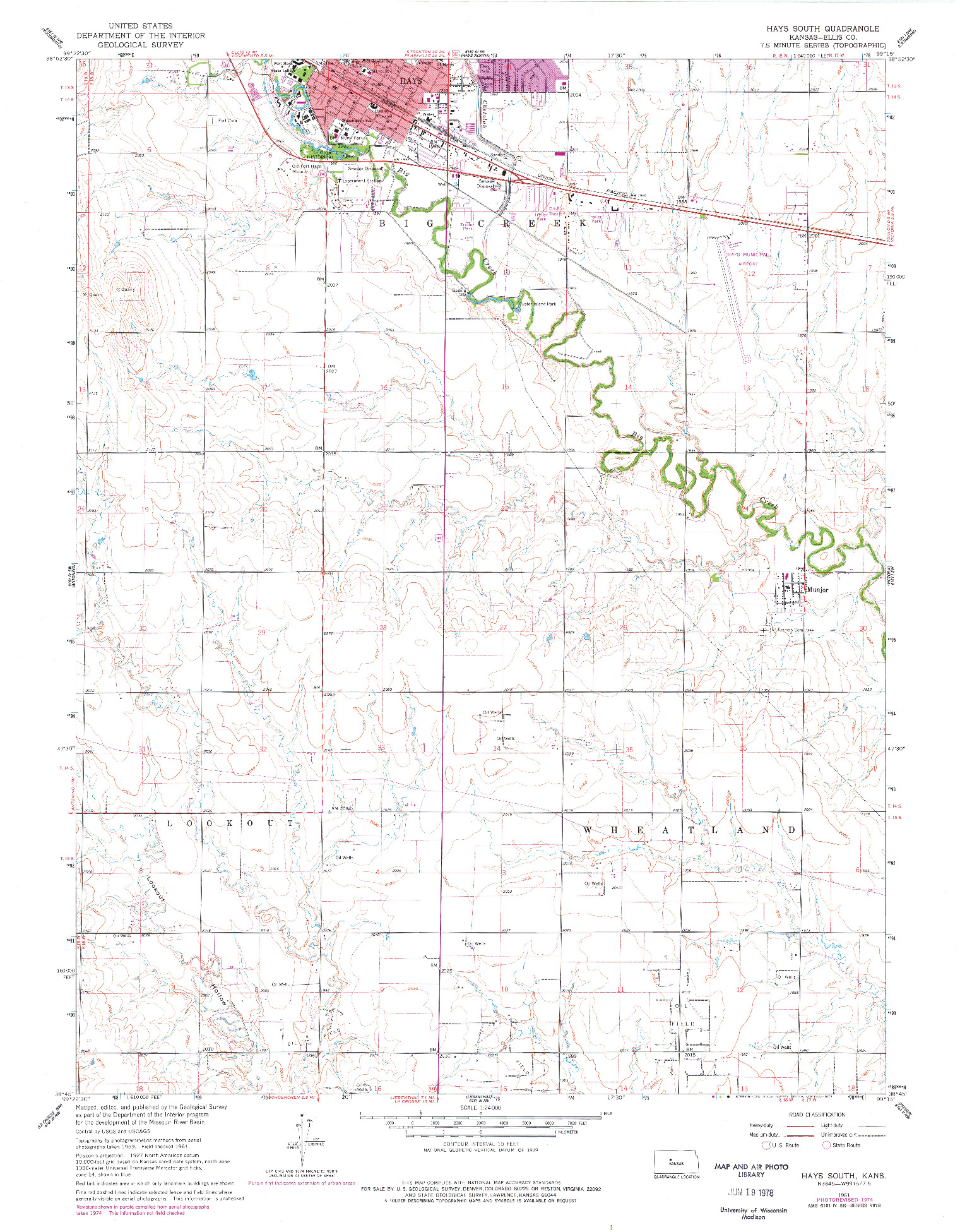 USGS 1:24000-SCALE QUADRANGLE FOR HAYS SOUTH, KS 1961