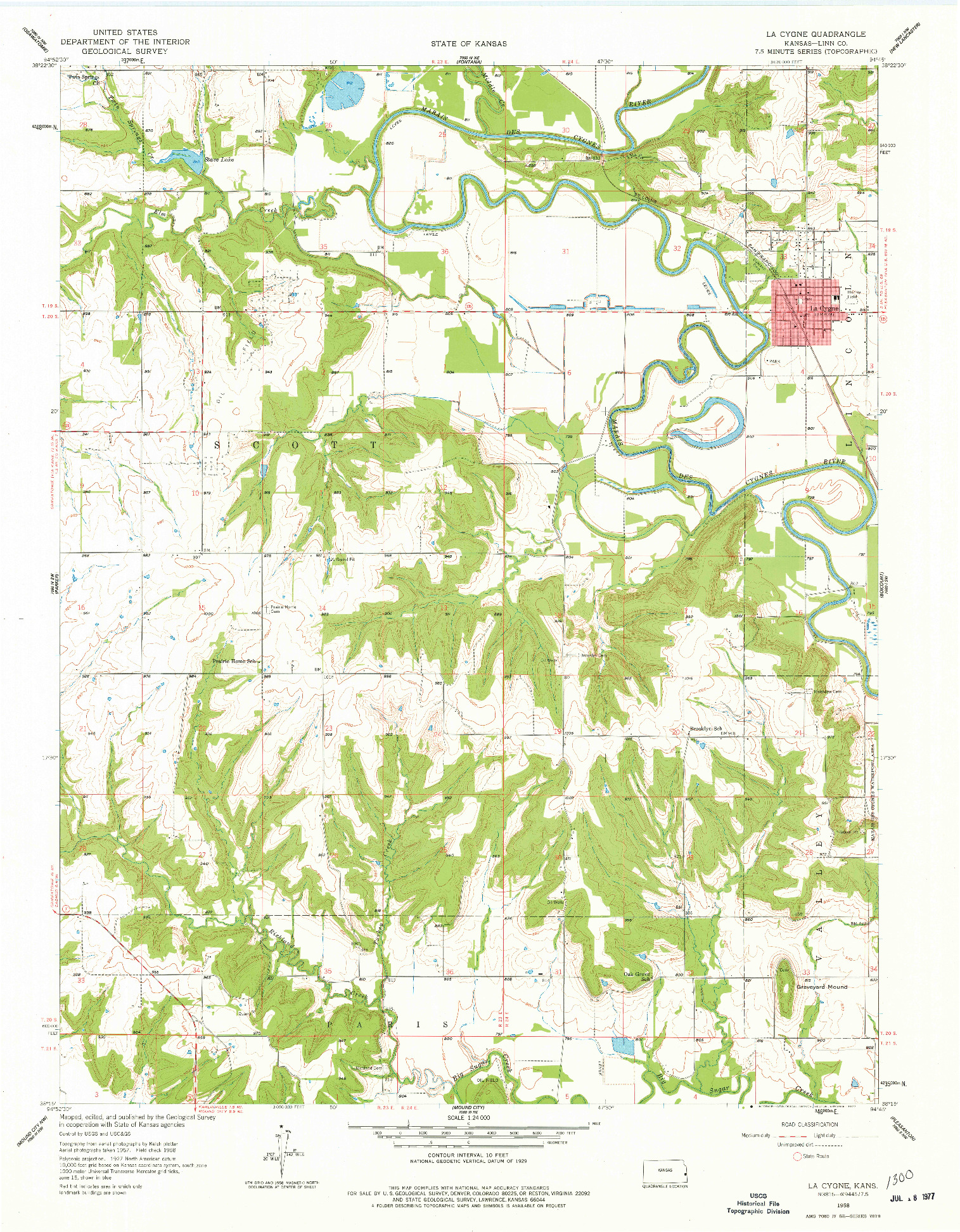 USGS 1:24000-SCALE QUADRANGLE FOR LA CYGNE, KS 1958