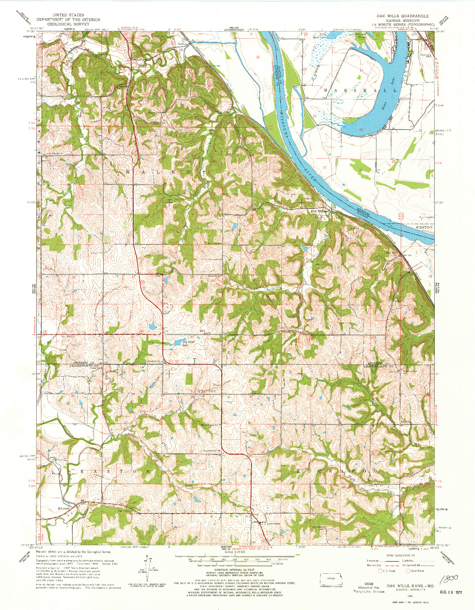 USGS 1:24000-SCALE QUADRANGLE FOR OAK MILLS, KS 1961