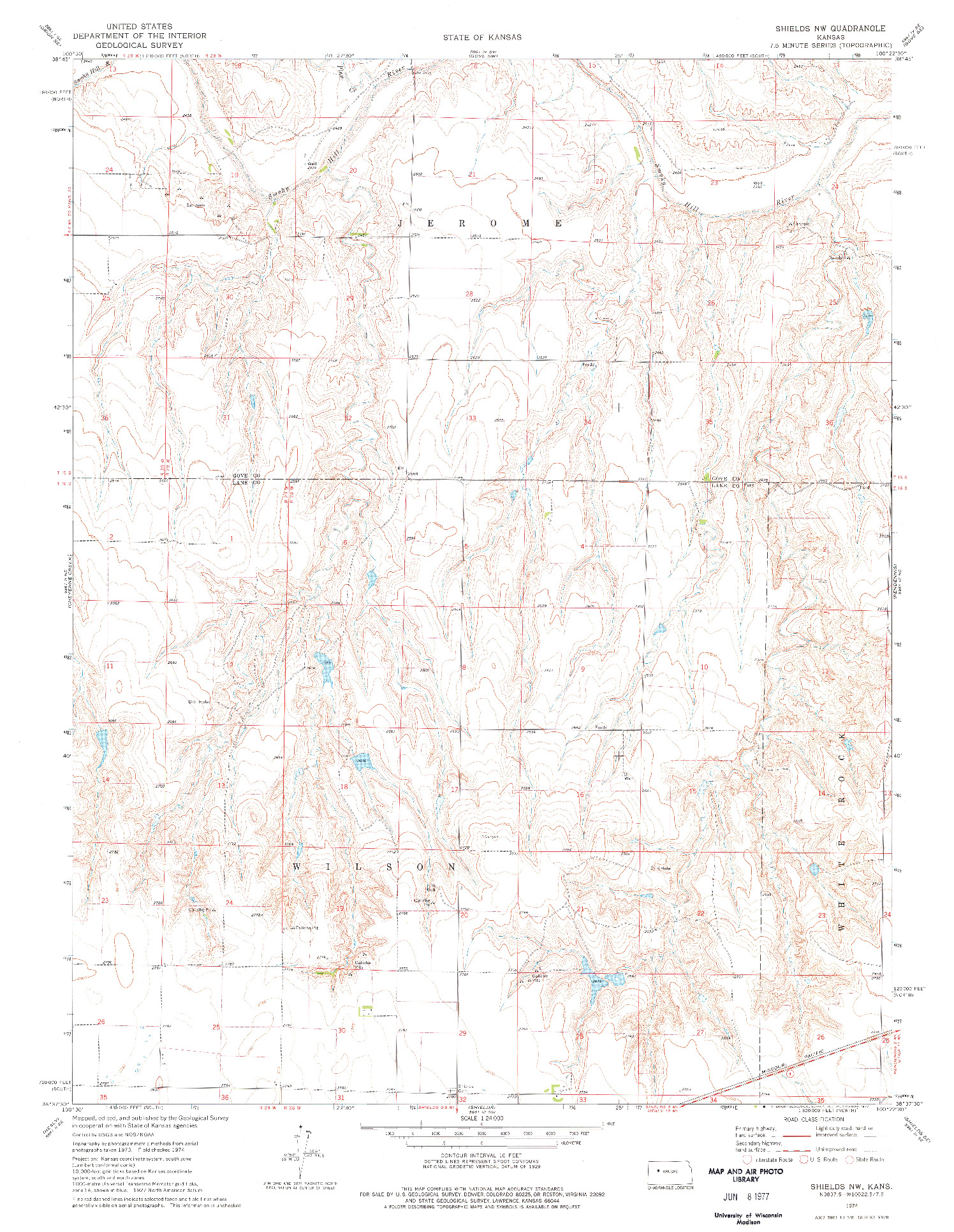 USGS 1:24000-SCALE QUADRANGLE FOR SHIELDS NW, KS 1974