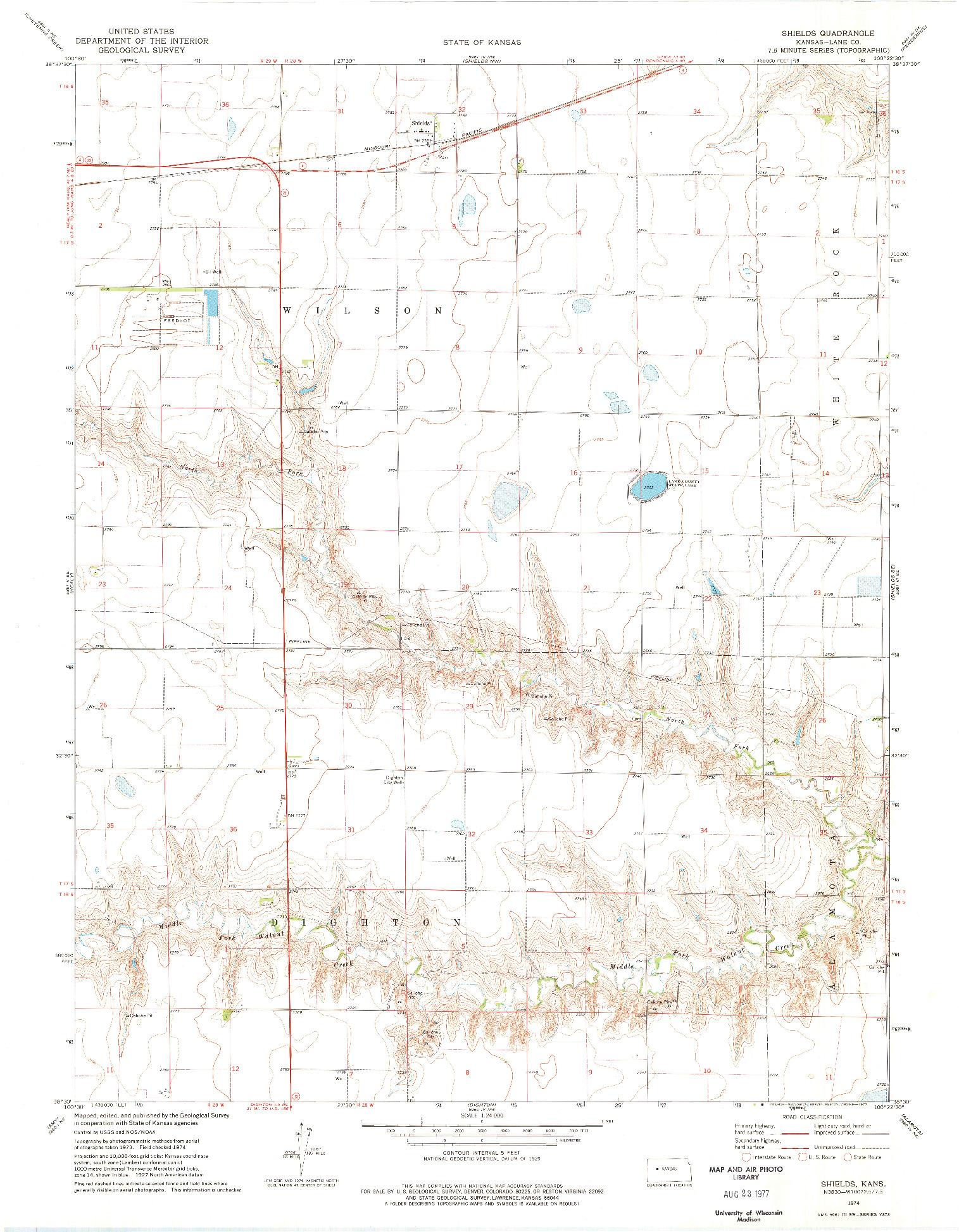 USGS 1:24000-SCALE QUADRANGLE FOR SHIELDS, KS 1974