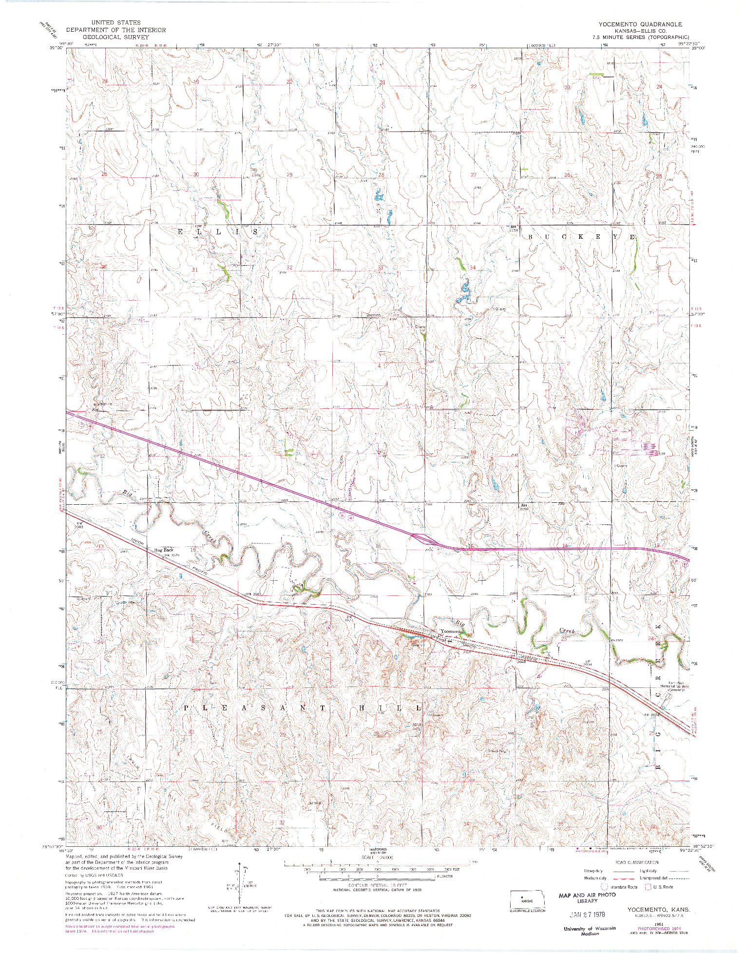 USGS 1:24000-SCALE QUADRANGLE FOR YOCEMENTO, KS 1961