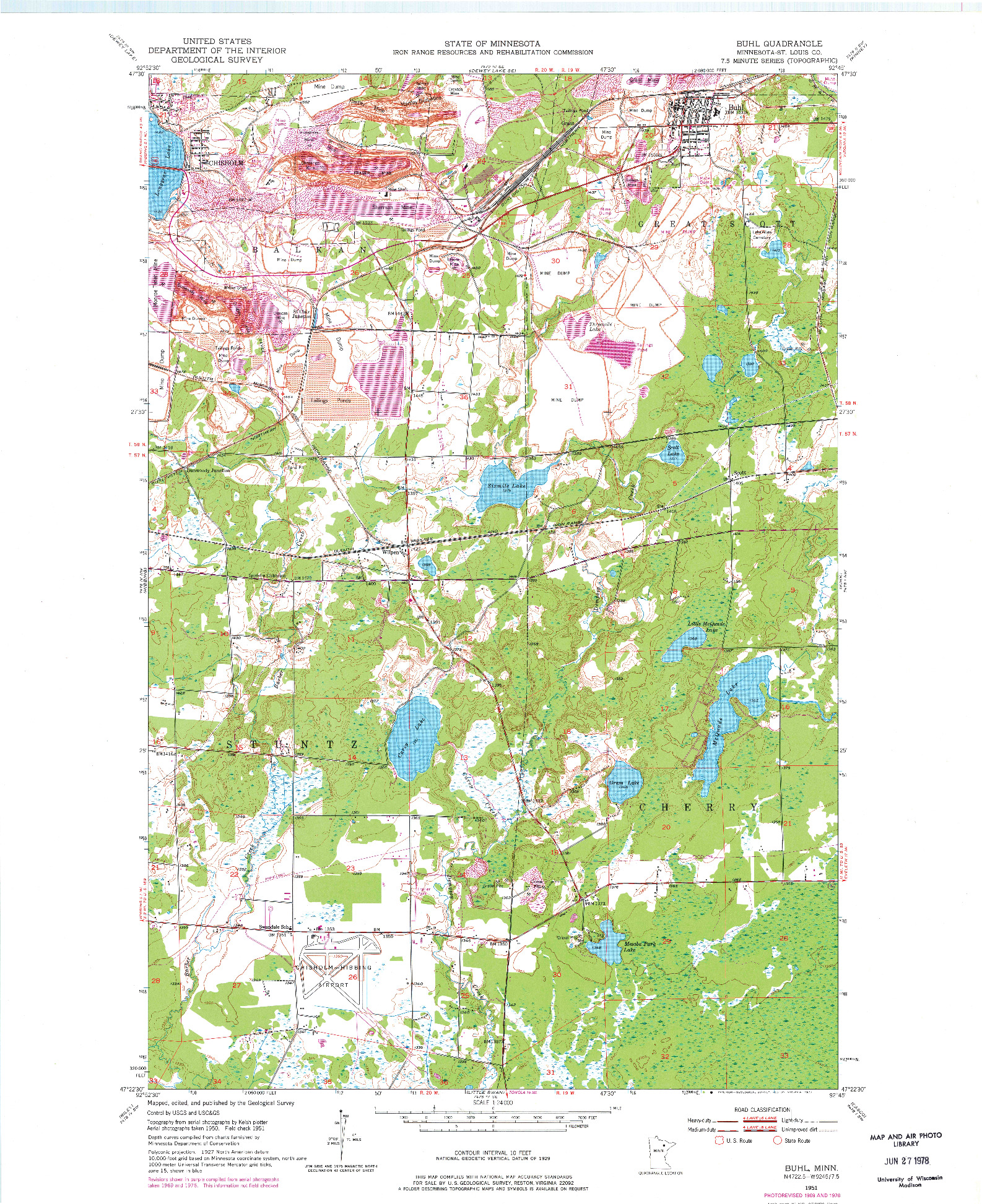 USGS 1:24000-SCALE QUADRANGLE FOR BUHL, MN 1951