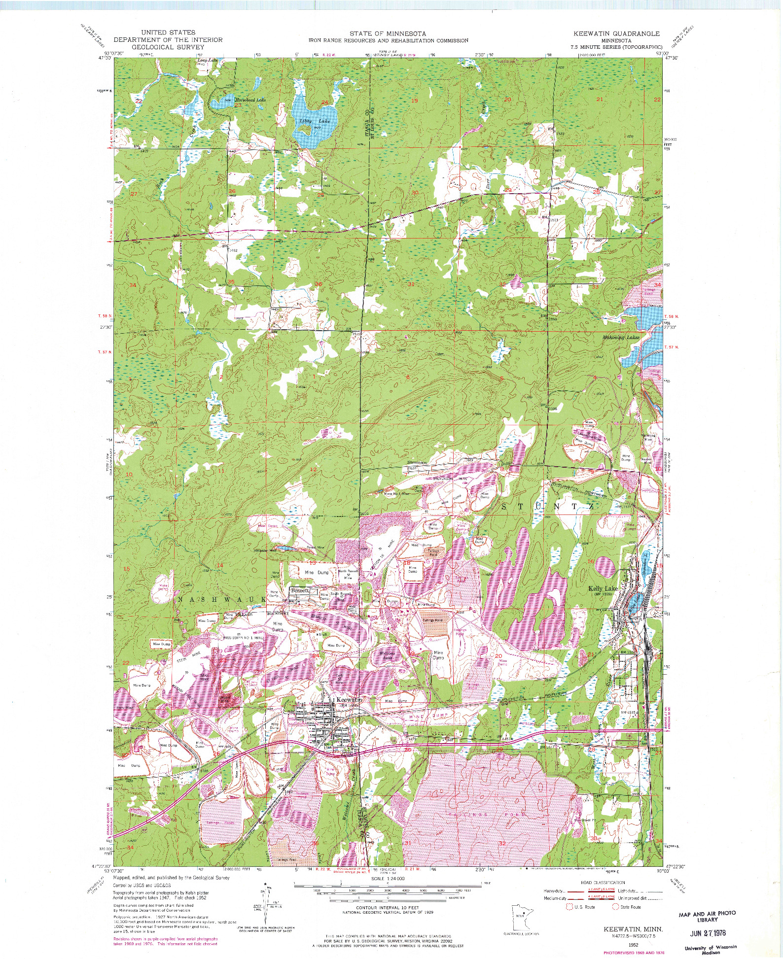 USGS 1:24000-SCALE QUADRANGLE FOR KEEWATIN, MN 1952