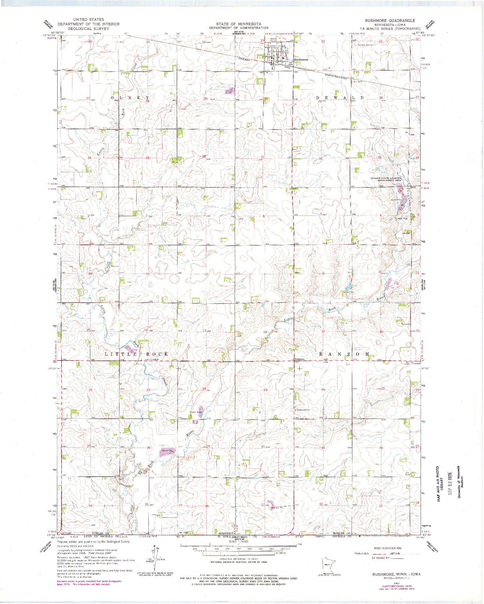 USGS 1:24000-SCALE QUADRANGLE FOR RUSHMORE, MN 1967