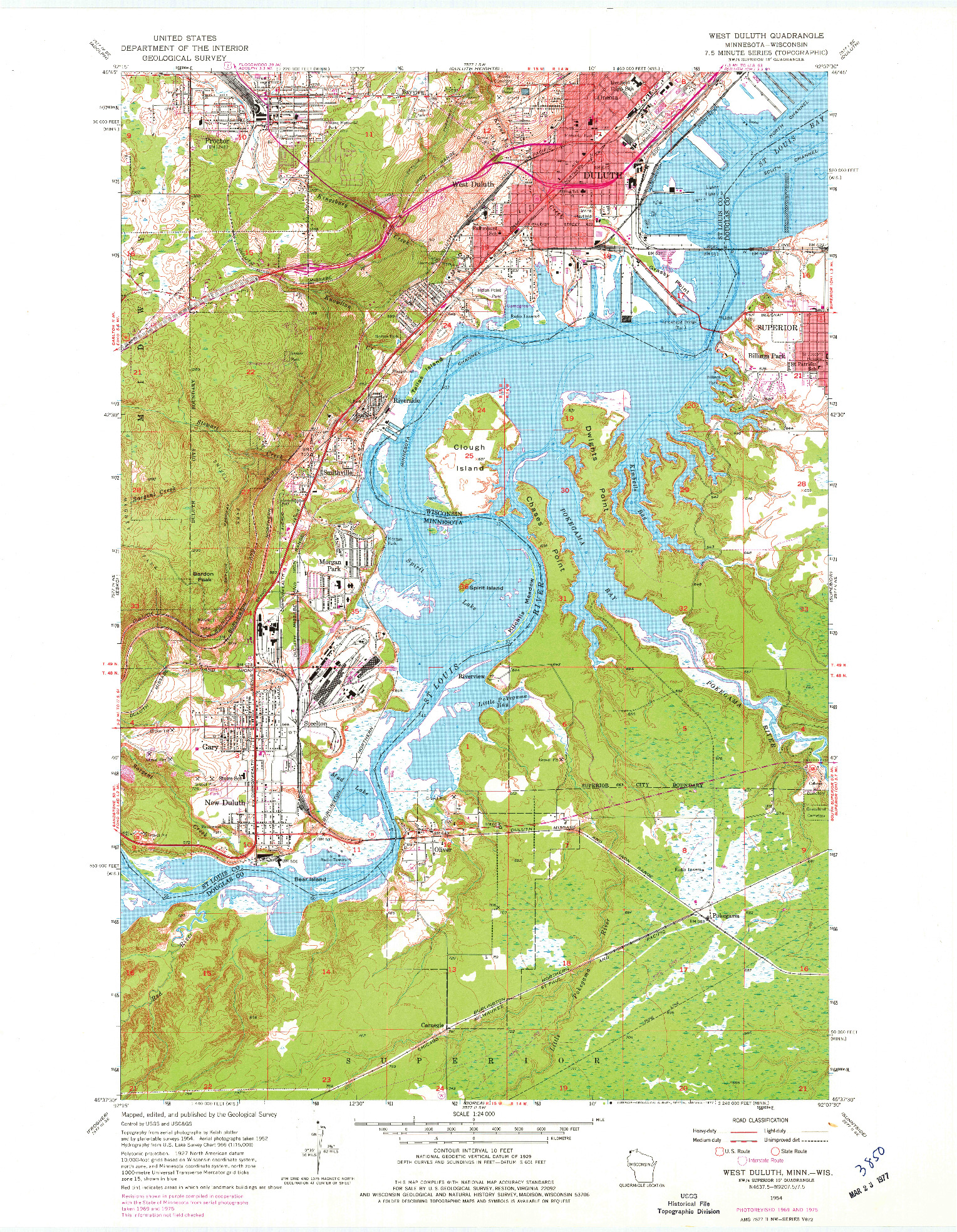 USGS 1:24000-SCALE QUADRANGLE FOR WEST DULUTH, MN 1954