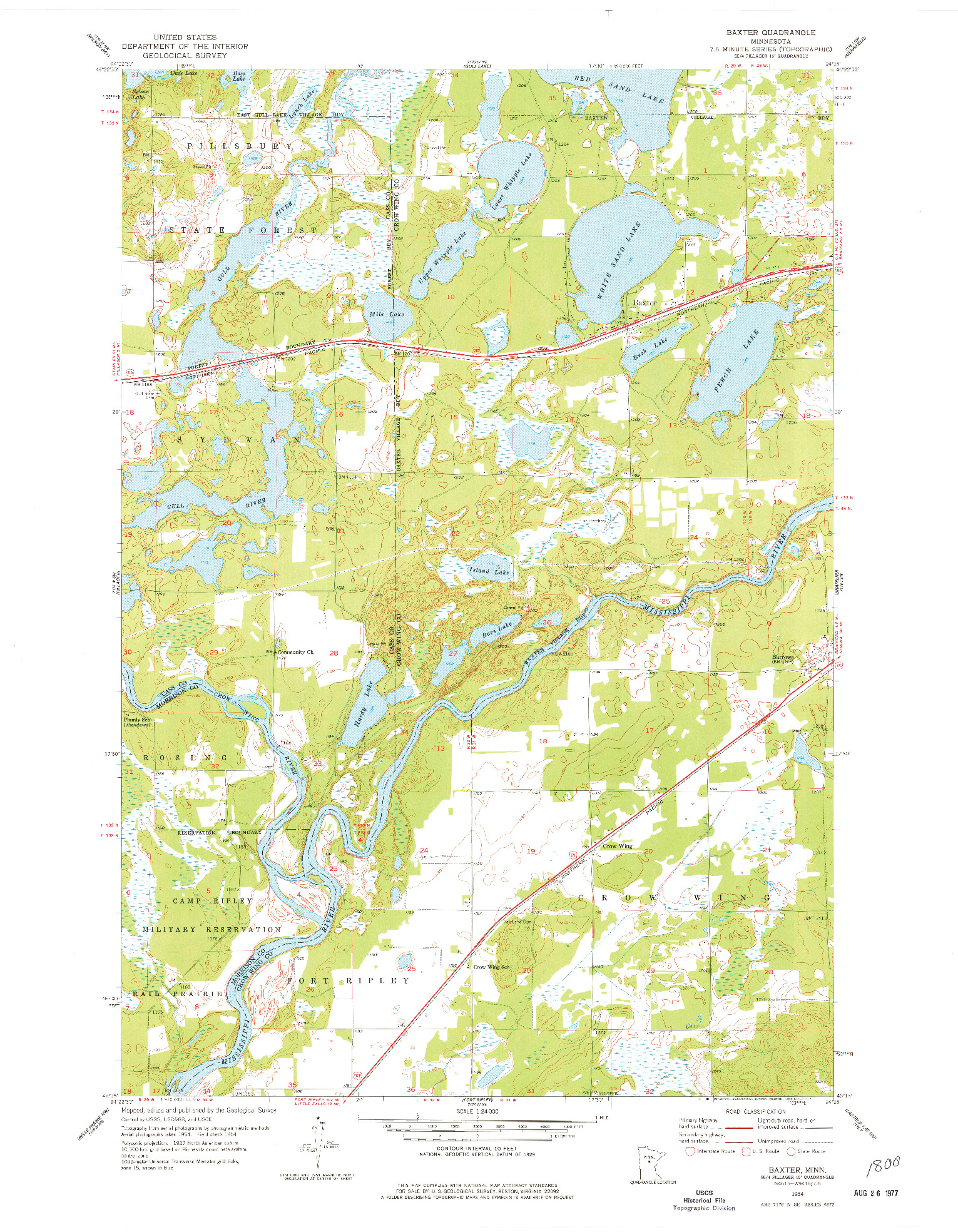 USGS 1:24000-SCALE QUADRANGLE FOR BAXTER, MN 1954