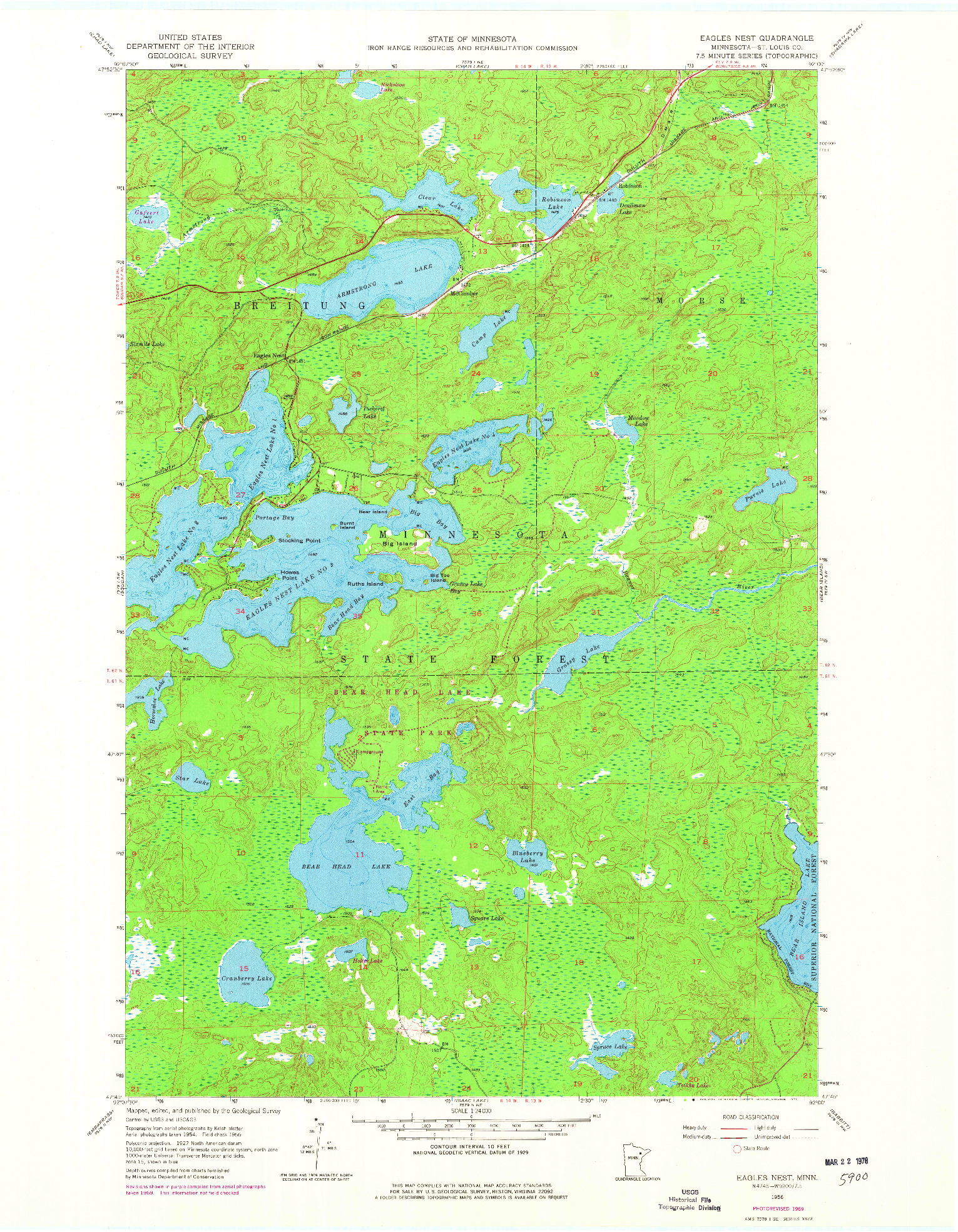 USGS 1:24000-SCALE QUADRANGLE FOR EAGLES NEST, MN 1956