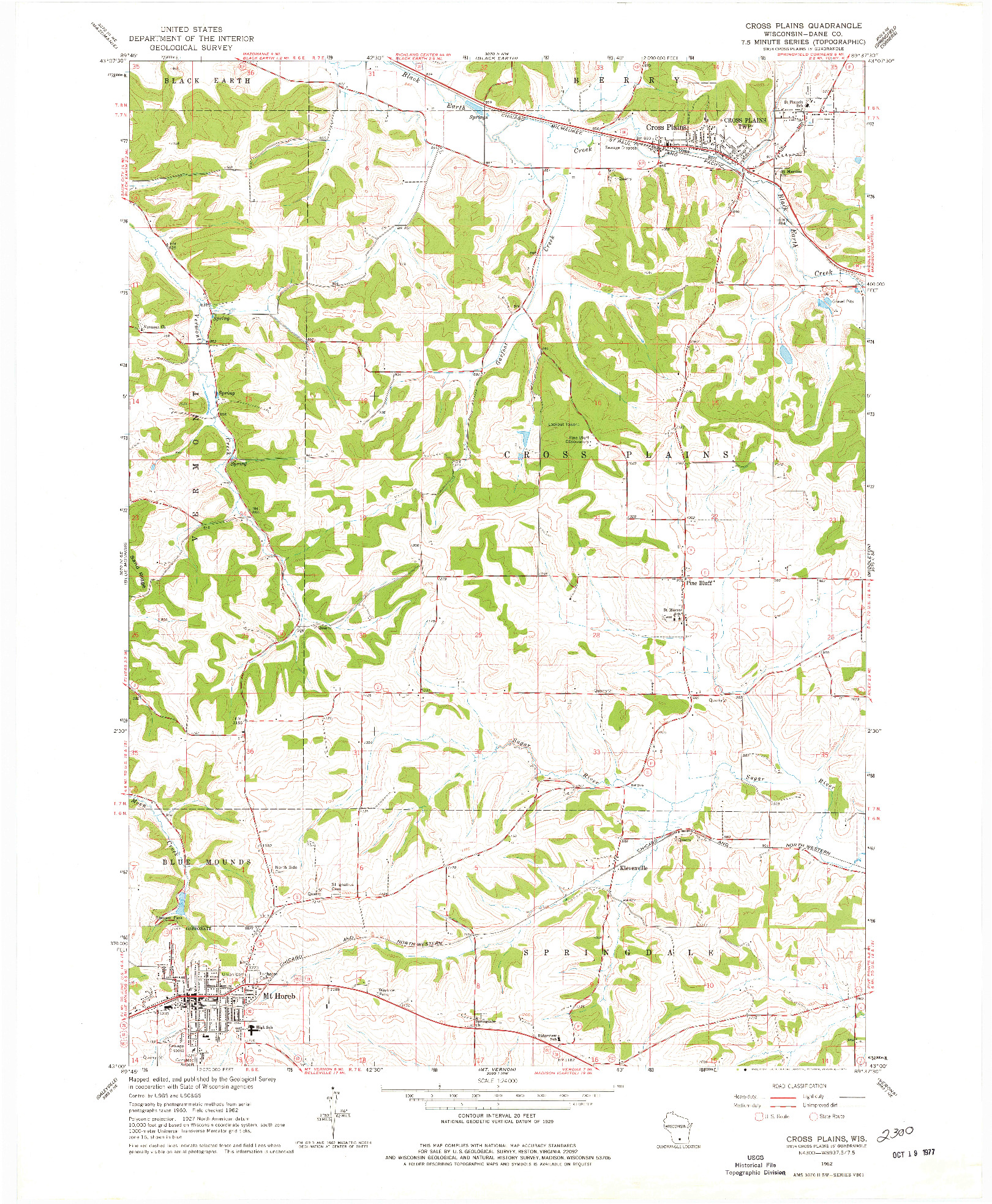 USGS 1:24000-SCALE QUADRANGLE FOR CROSS PLAINS, WI 1962