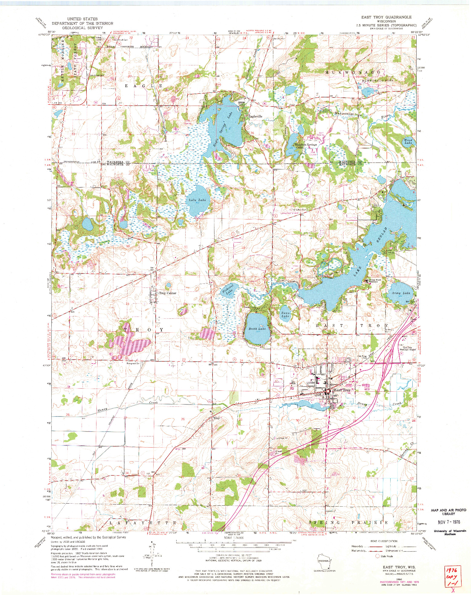 USGS 1:24000-SCALE QUADRANGLE FOR EAST TROY, WI 1960