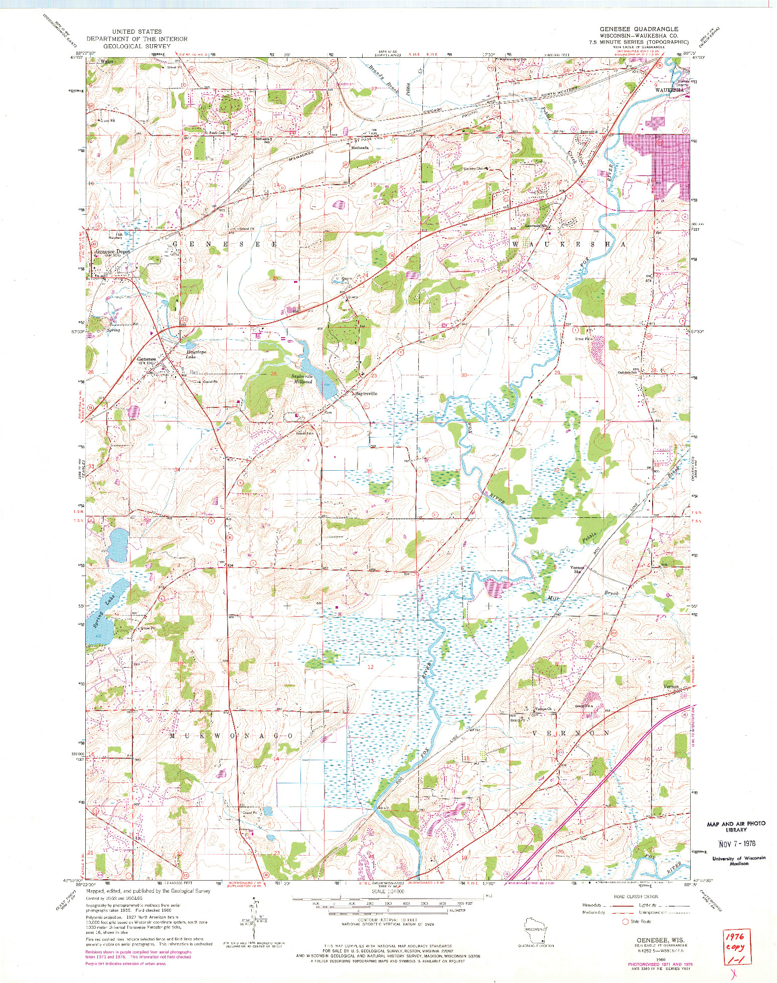 USGS 1:24000-SCALE QUADRANGLE FOR GENESEE, WI 1960
