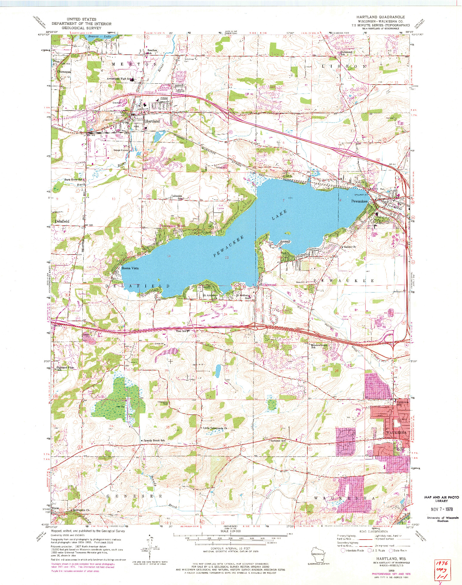 USGS 1:24000-SCALE QUADRANGLE FOR HARTLAND, WI 1959