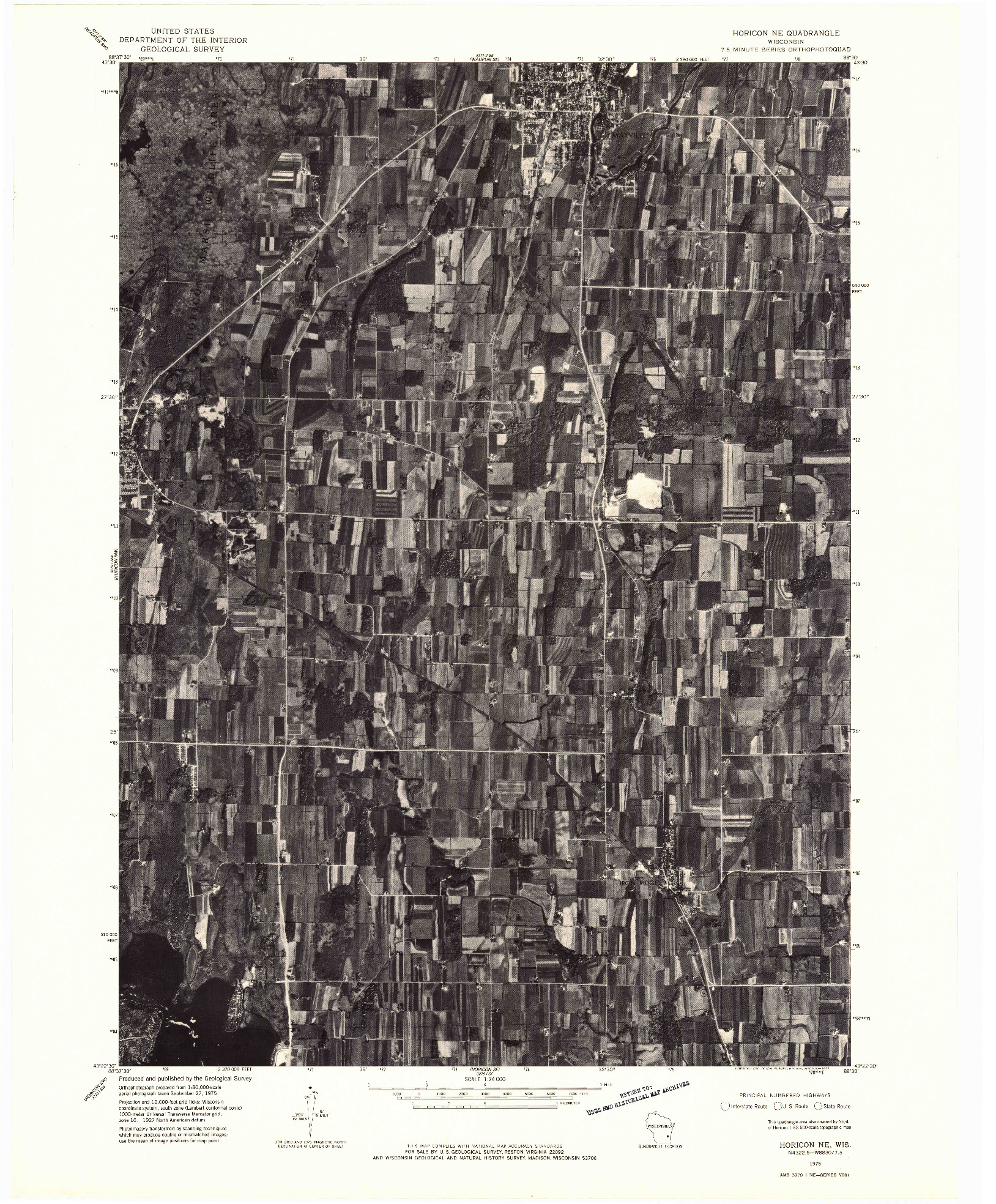 USGS 1:24000-SCALE QUADRANGLE FOR HORICON NE, WI 1975