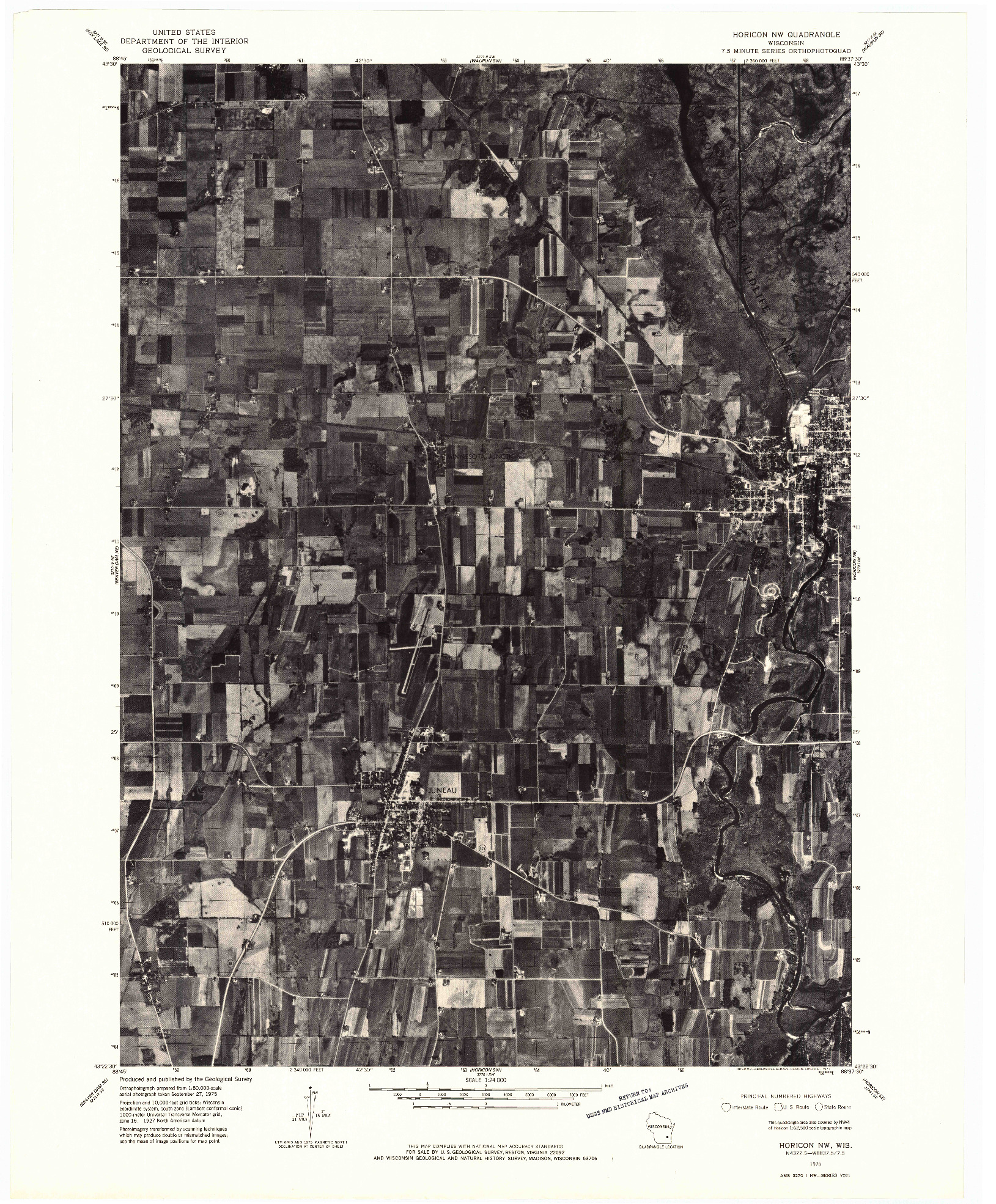 USGS 1:24000-SCALE QUADRANGLE FOR HORICON NW, WI 1975