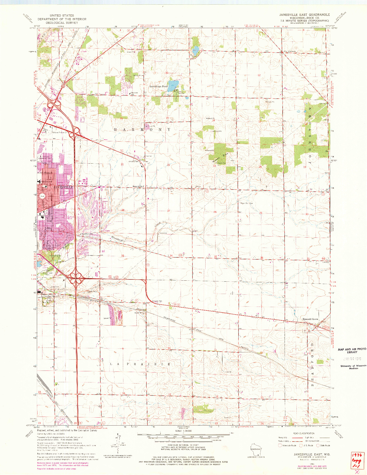 USGS 1:24000-SCALE QUADRANGLE FOR JANESVILLE EAST, WI 1961