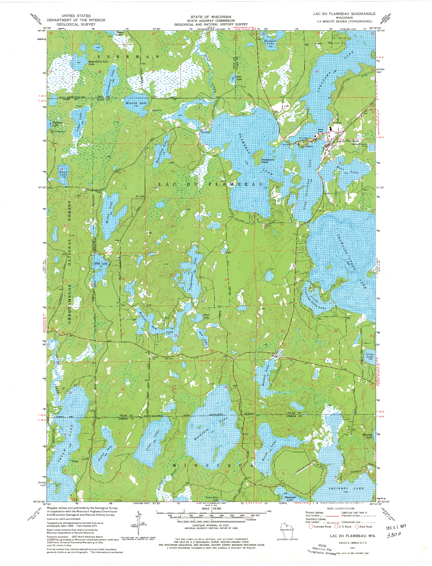 USGS 1:24000-SCALE QUADRANGLE FOR LAC DU FLAMBEAU, WI 1971