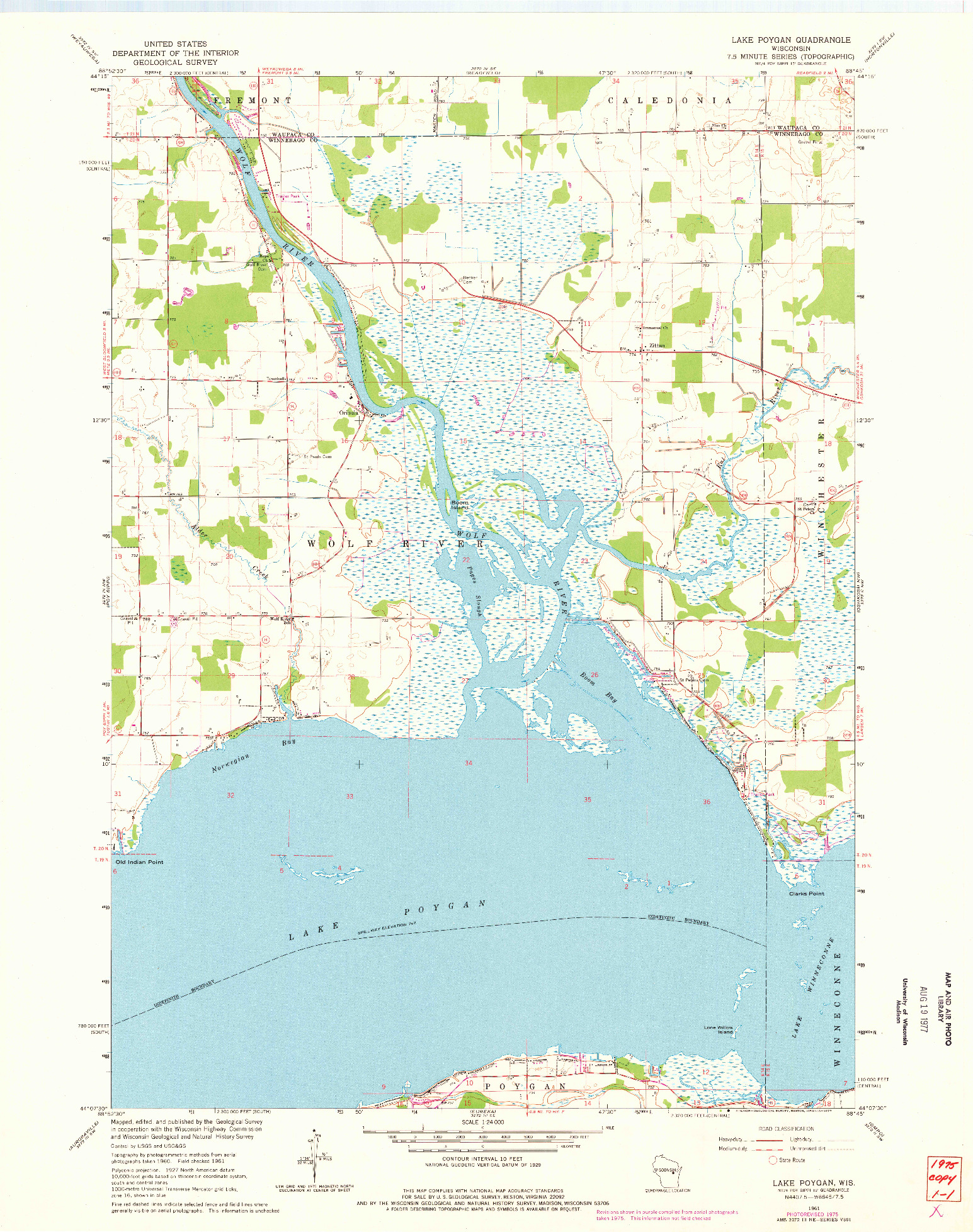 USGS 1:24000-SCALE QUADRANGLE FOR LAKE POYGAN, WI 1961
