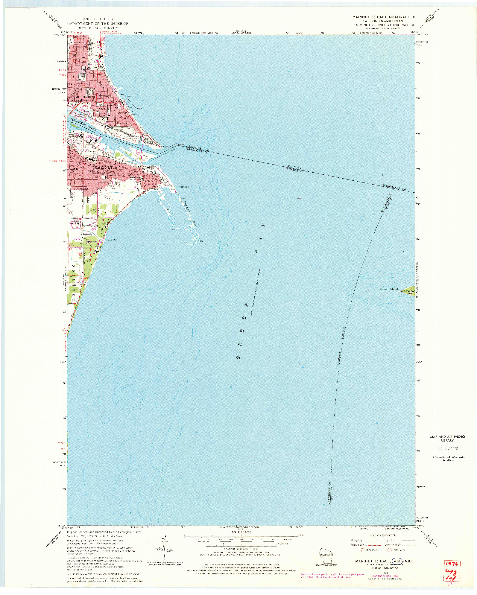 USGS 1:24000-SCALE QUADRANGLE FOR MARINETTE EAST, WI 1963