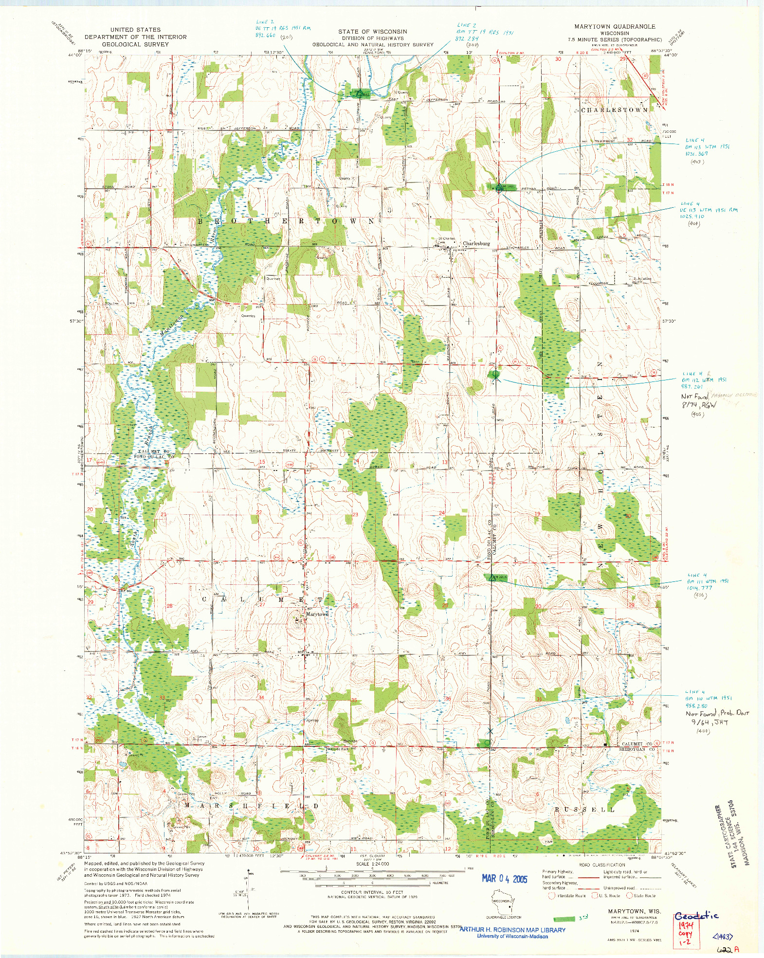 USGS 1:24000-SCALE QUADRANGLE FOR MARYTOWN, WI 1974