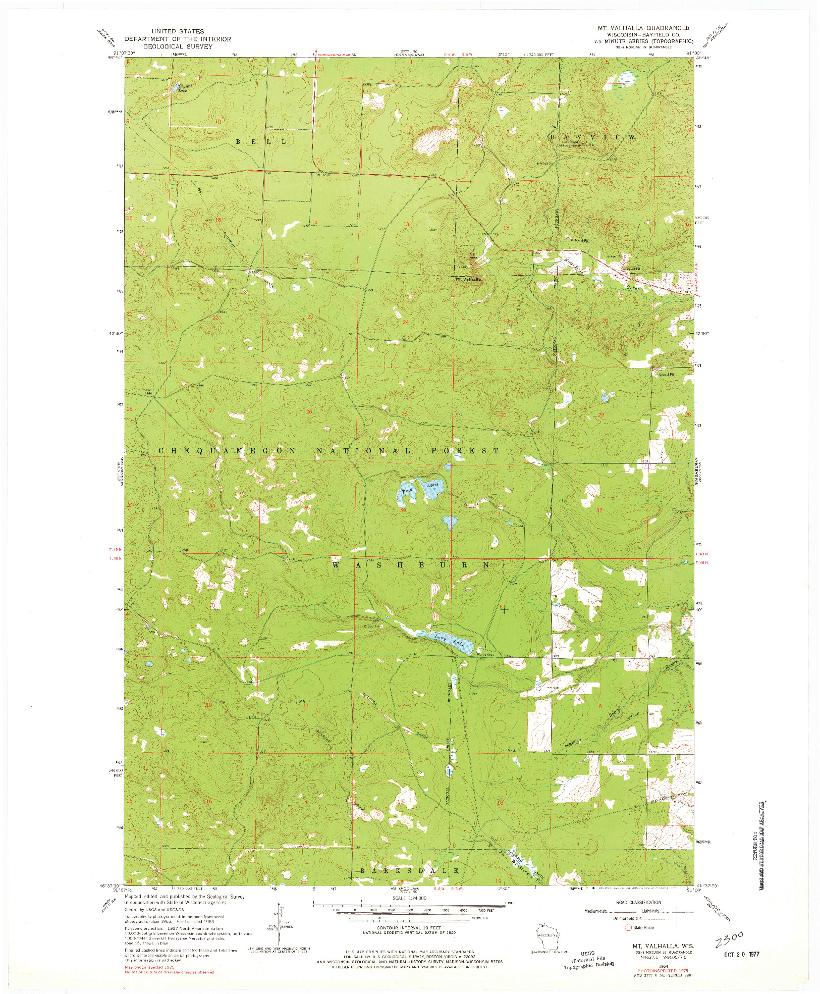 USGS 1:24000-SCALE QUADRANGLE FOR MT. VALHALLA, WI 1964