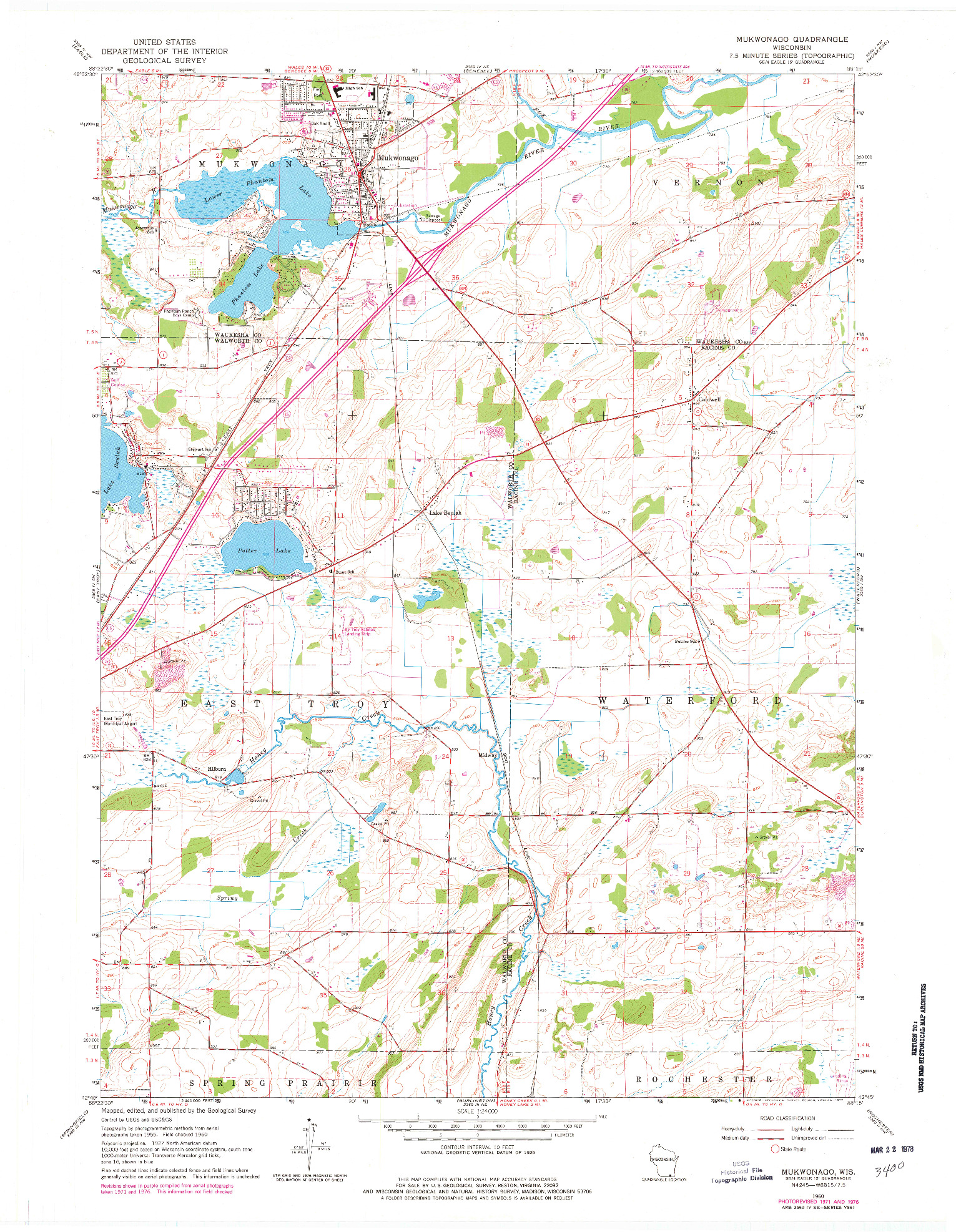 USGS 1:24000-SCALE QUADRANGLE FOR MUKWONAGO, WI 1960