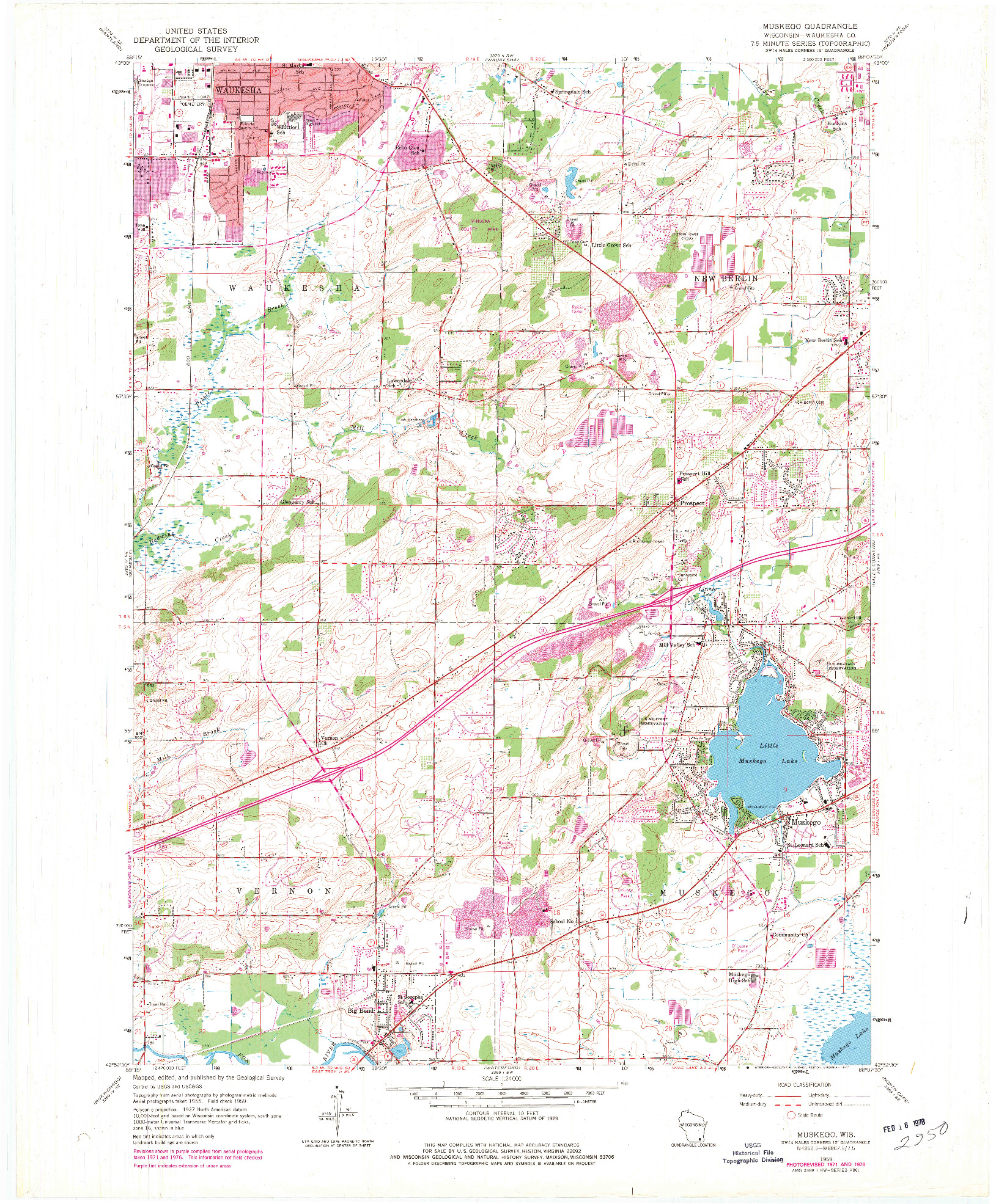 USGS 1:24000-SCALE QUADRANGLE FOR MUSKEGO, WI 1959